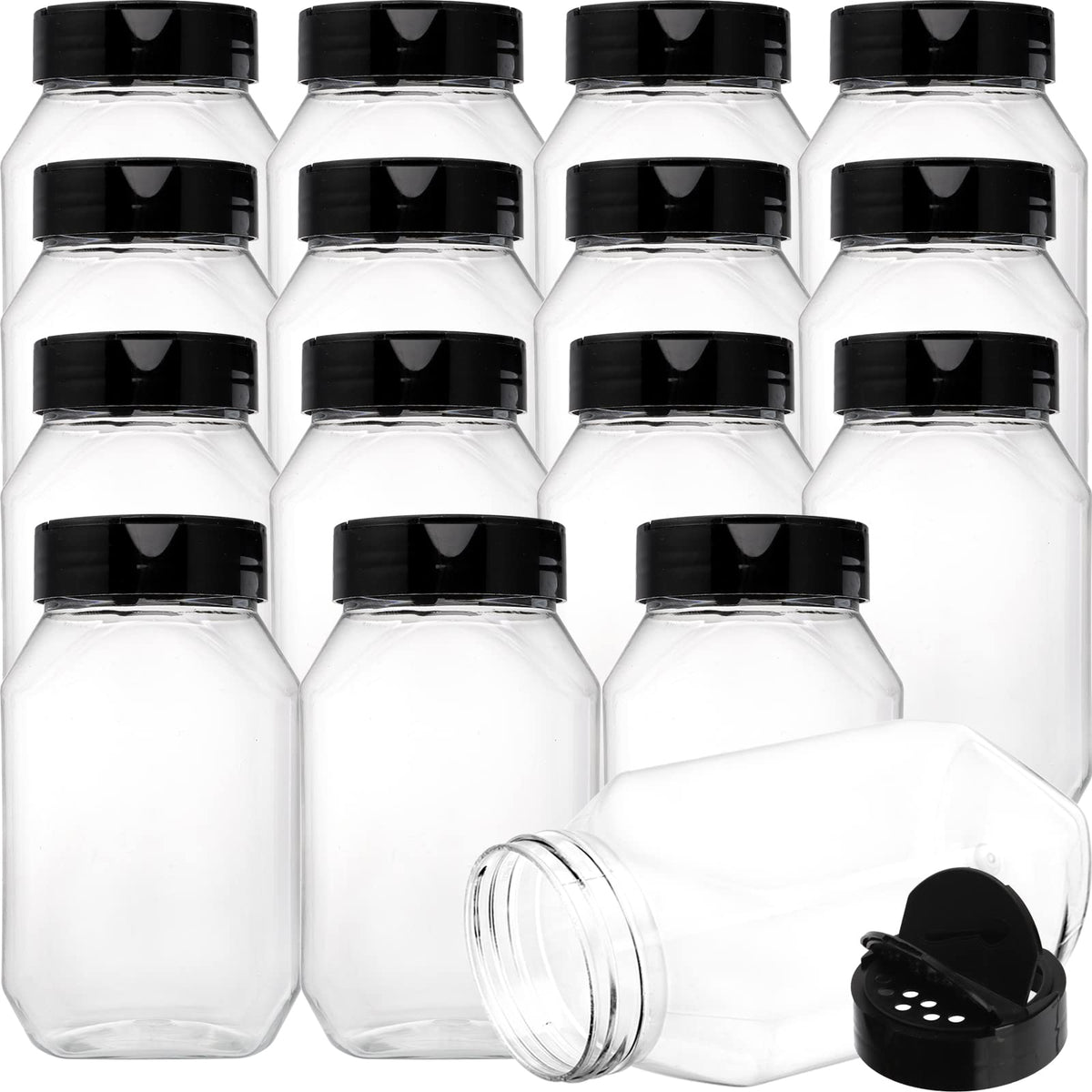 Dicunoy 16 Pack 17 Oz Plastic Spice Containers, Large Seasoning Jars With Shaker Lids, Reusable Empty Storage Bottle For Kitchen