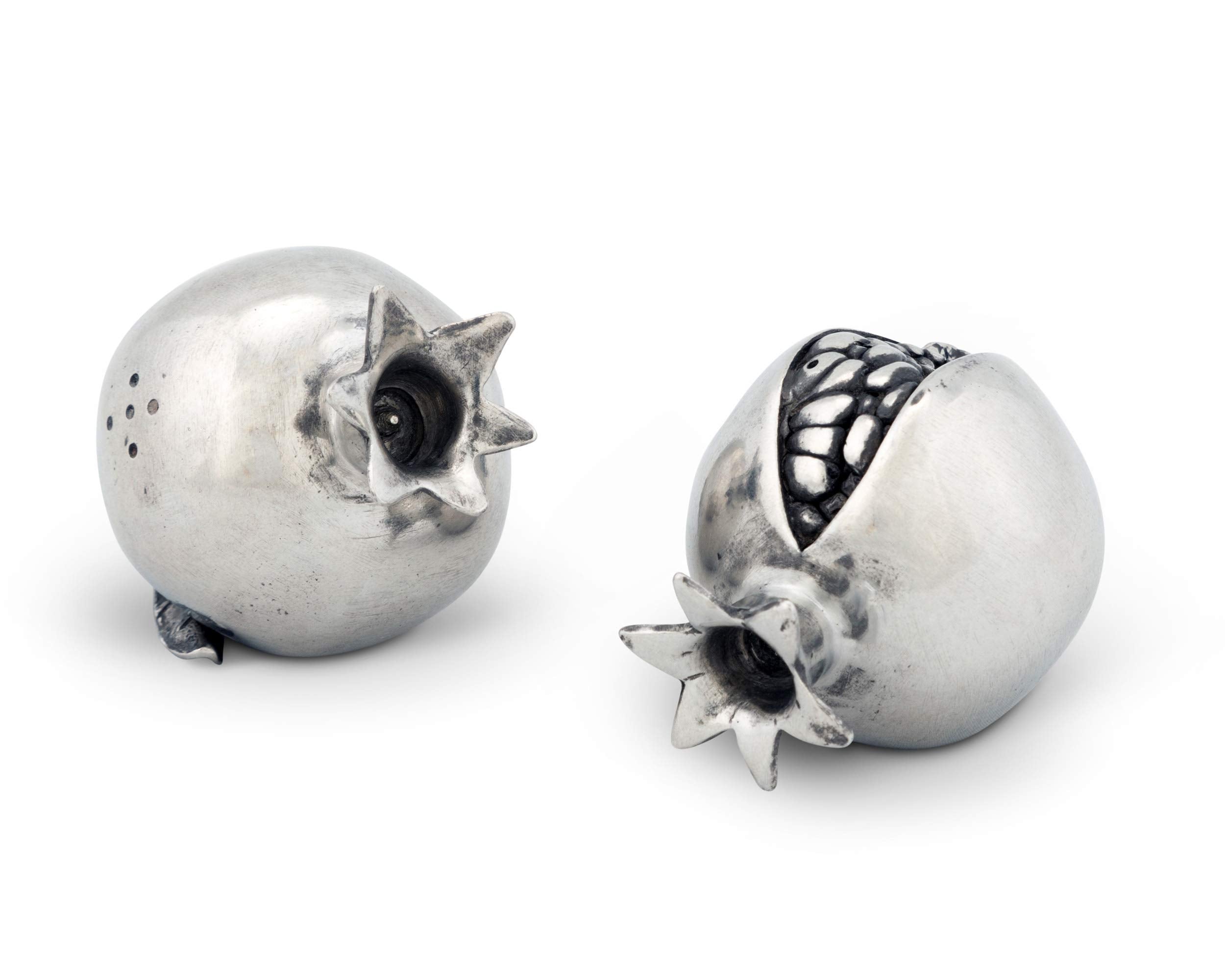 Vagabond House Pewter Pomegranate Metal Salt And Pepper Shaker Set 2.5 Inch Long