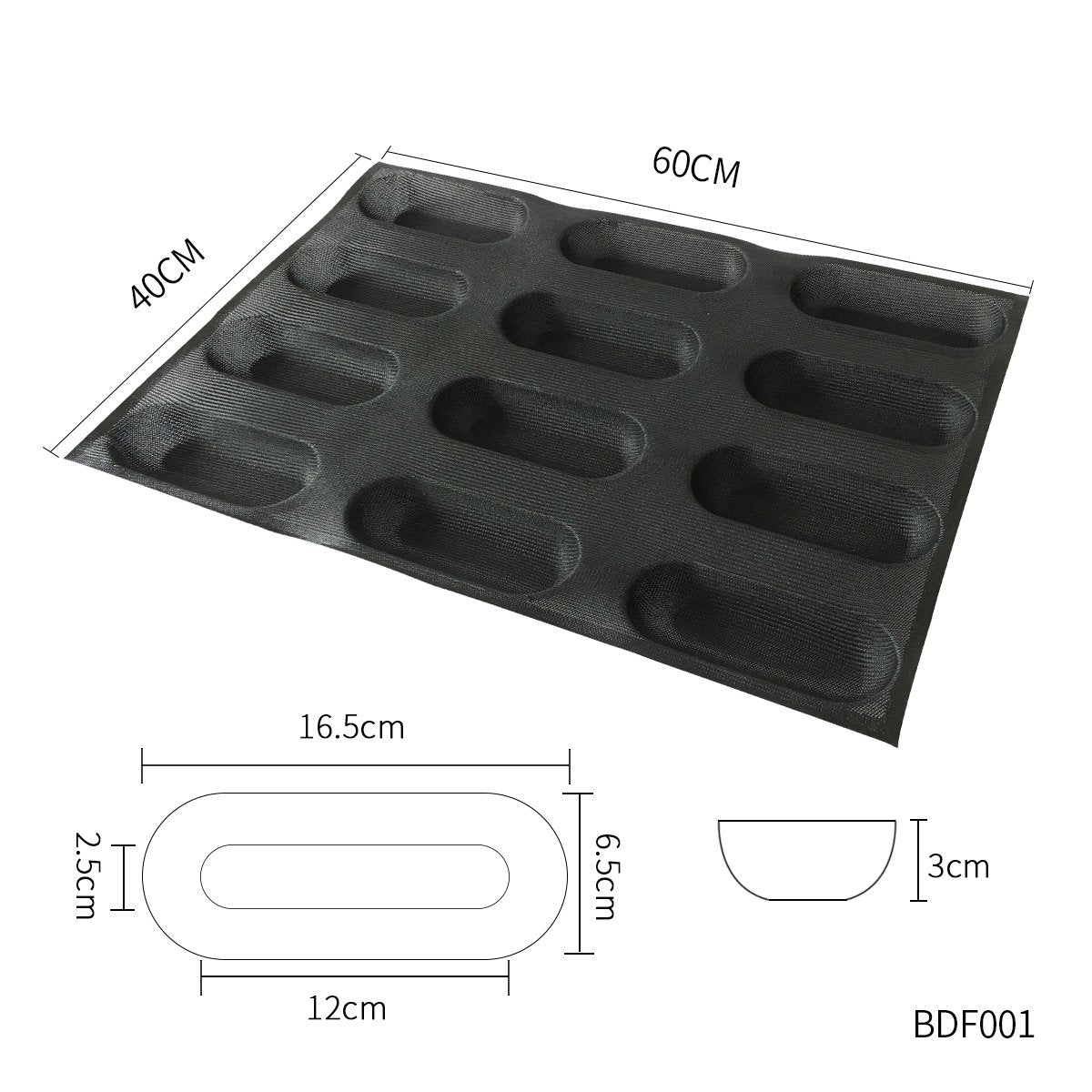 Bluedrop Silicone Baby Sandwich Forms Hot Dog Bread Molds Eclair Sheets Non Stick Bakery Trays Rolls Baking Sheets 12 Caves 6.5