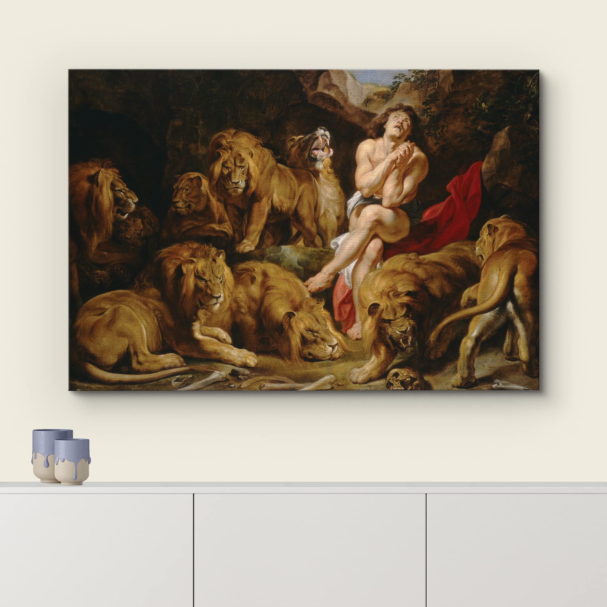 Wall26 - Oil Painting Of Daniel In The Lion'S Den By Peter Paul Rubens In C. 1615 - Baroque Style - Catholic, Christianity - Can