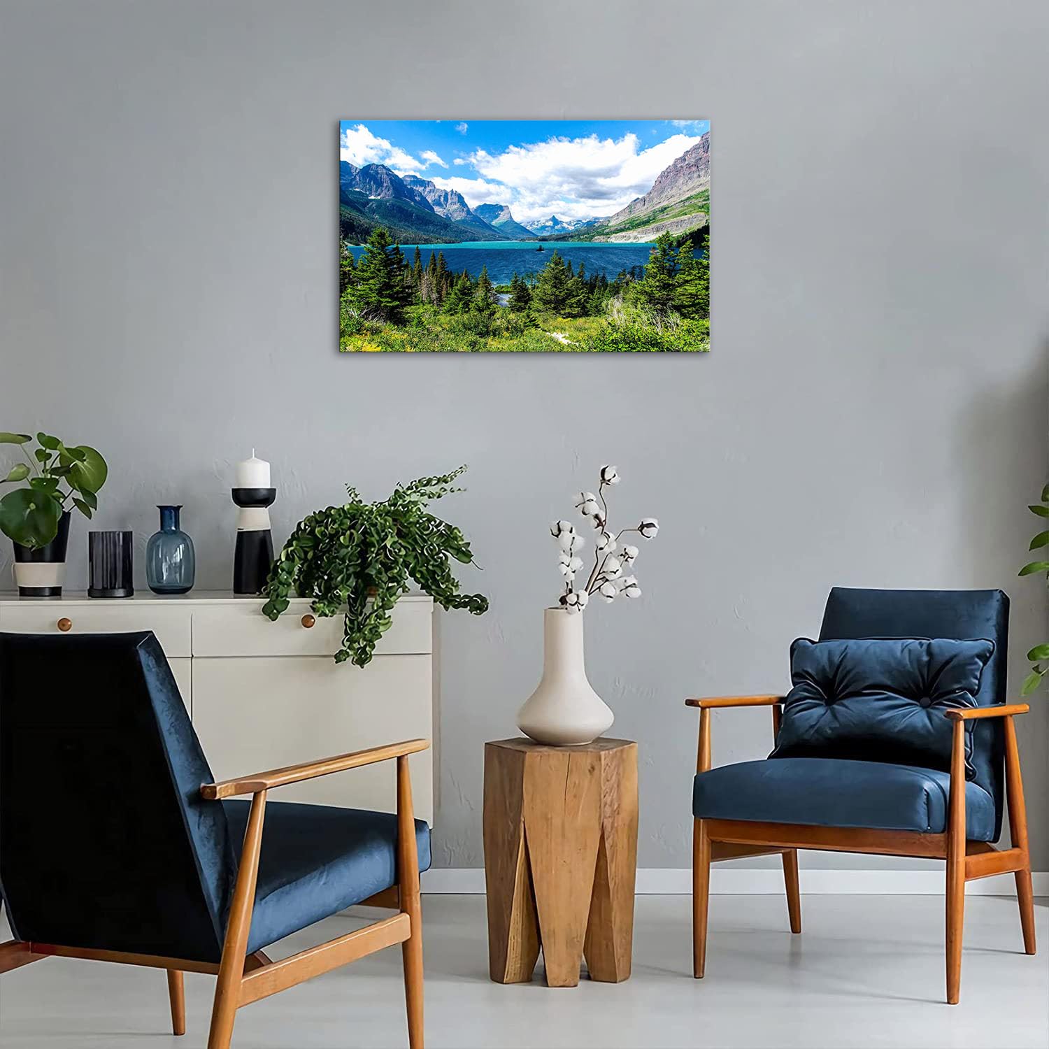 Skasnfai Glacier National Park Wall Art Lake Mountains Pictures Framed Canvas Prints Artwork For Living Room Bedroom Office Read