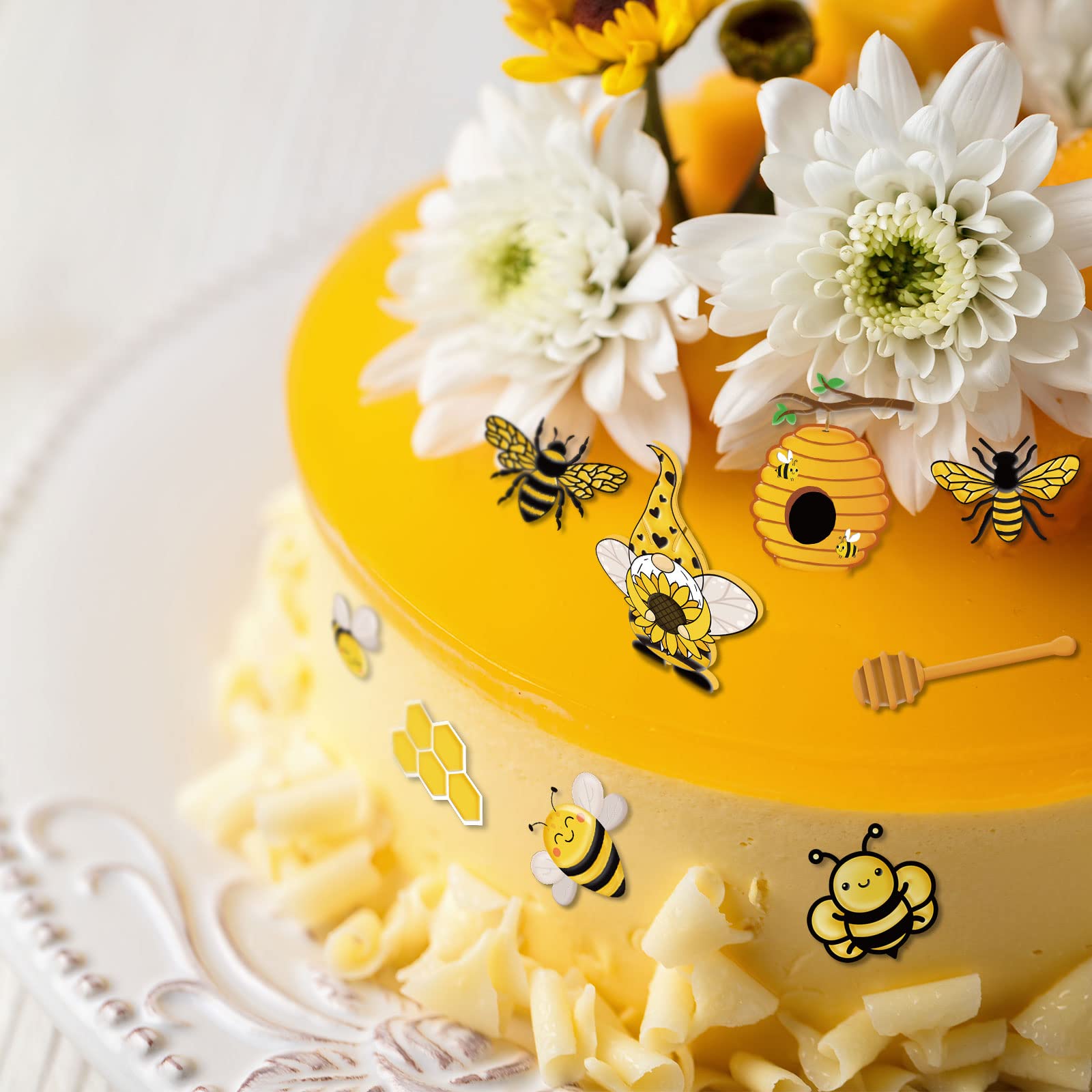 Whaline Bumble Bee Fondant Molds 3D Silicone Moulds Sunflowers Honey Pattern Resin Molds Honeycomb Bumblebee Cupcake Cookie Baking Decorating Moulds for Spring Summer Party DIY Candy 2Pcs