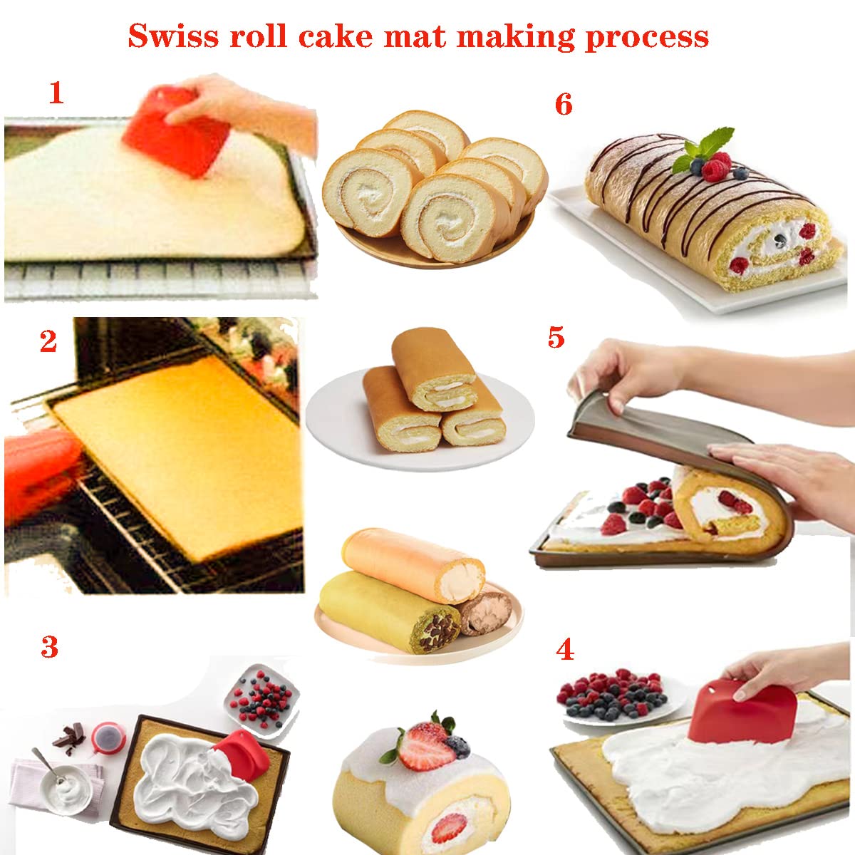 Hlcm Silicone Swiss Roll Cake Mat - 2Pcs Silicone Baking Mat, Jelly Roll Pan, Non-Stick Silicone Mat With Lip, Easy To Clean Sil