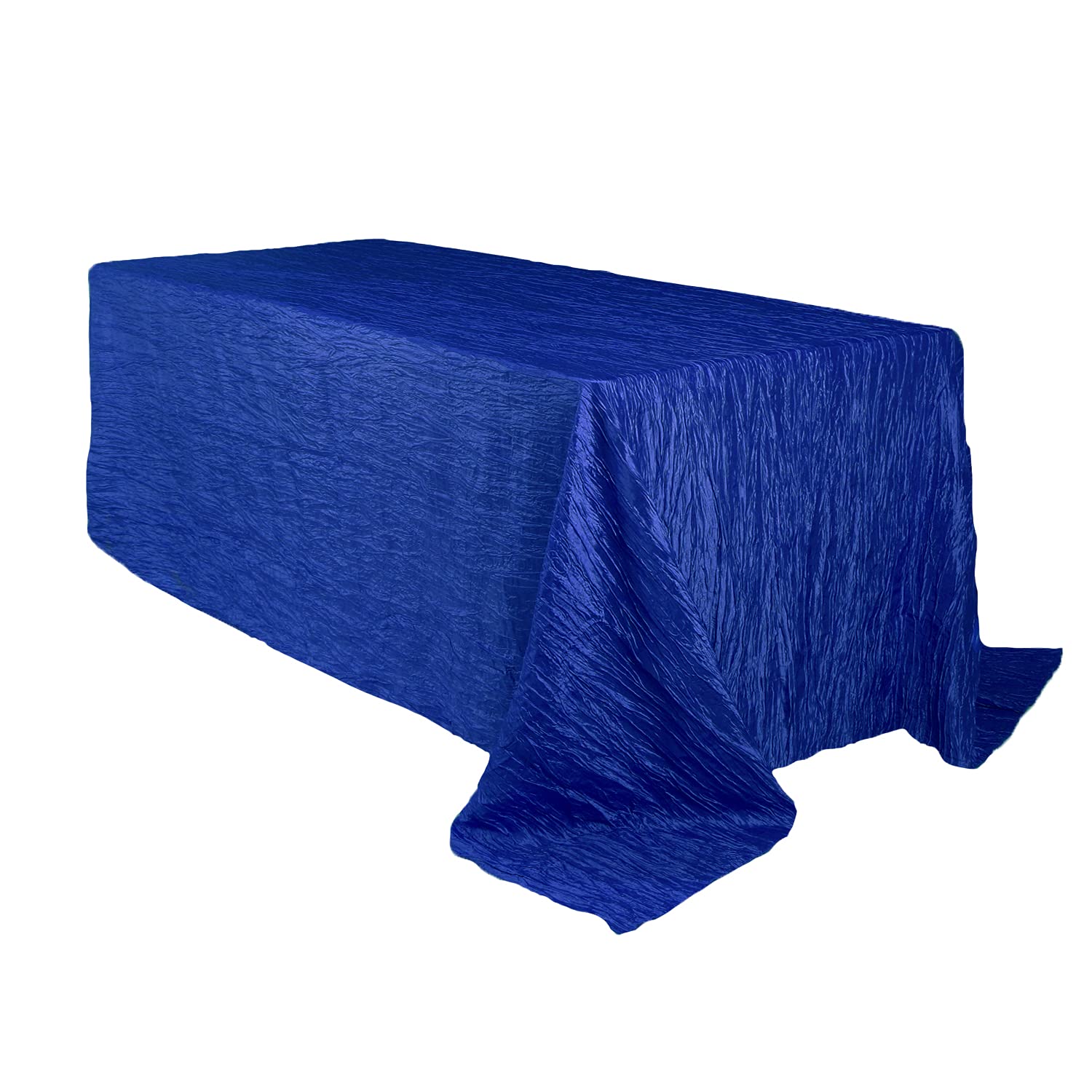 Your Chair Covers - 90 X 132 Inch Rectangular Crinkle Taffeta Tablecloth - Royal Blue, Rectangle Table Linens For 6 Ft Rectangul