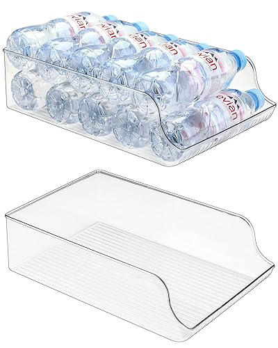 Puricon 2 Pack Water Bottle Dispenser Organizer for Refrigerator  Clear Plastic 16.9oz Water Bottle Container Storage Bin for Fridge Freezer Pantry Cabinet Kitchen -for Water Bottle  PR-08363180