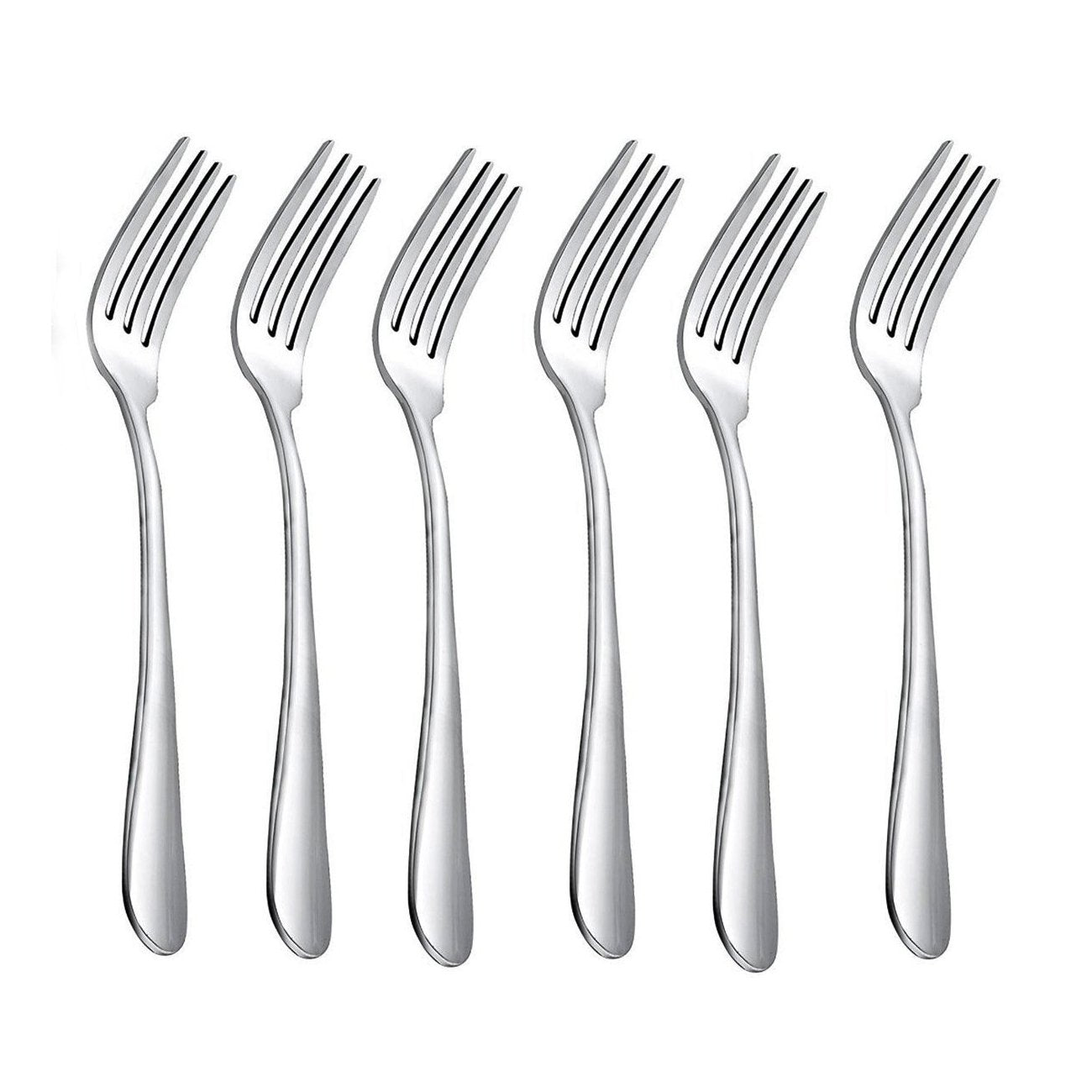 Horntide 6-Piece Dinner Forks Set 4 Tines Table Fork Flatware Stainless Steel Mirror Polishing 7-Inch 18Cm