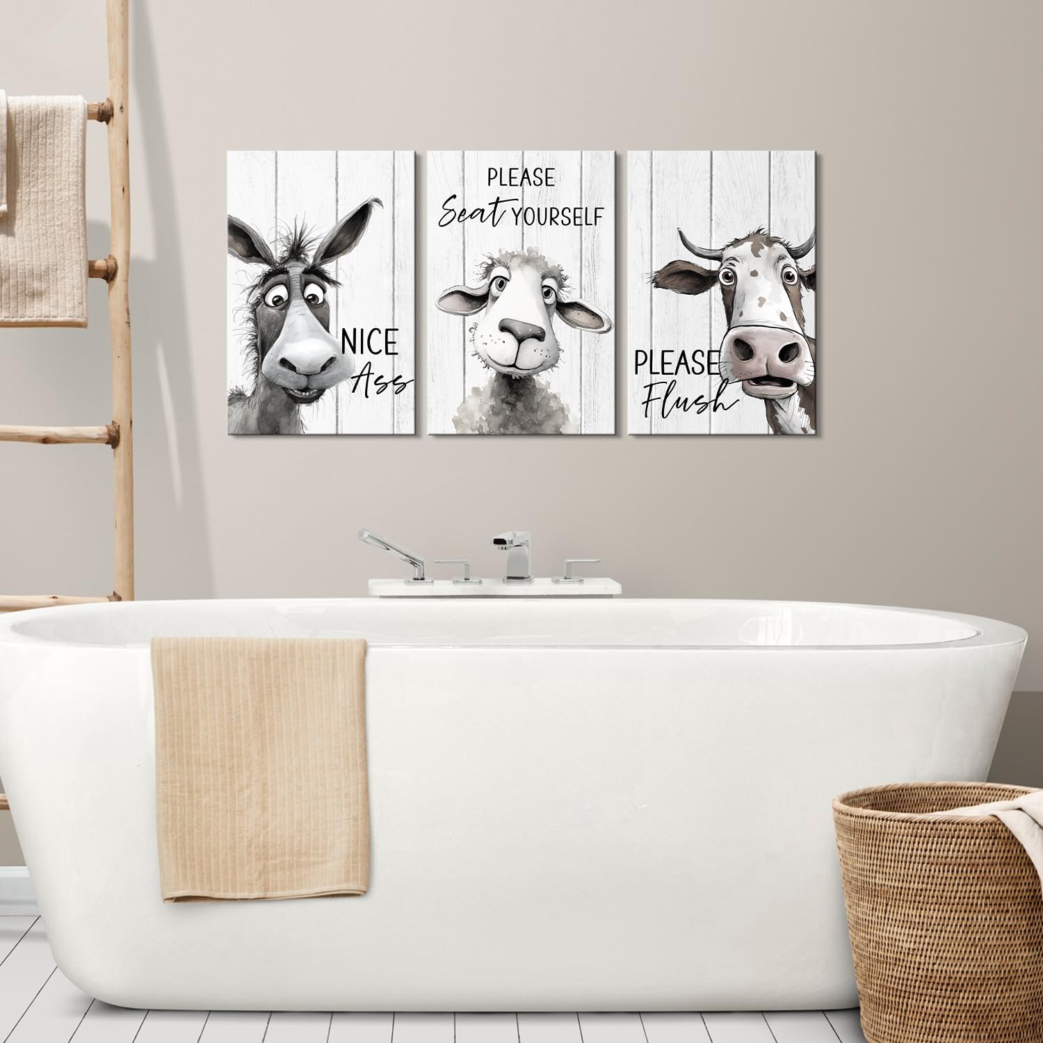 Mistyefly 3 Pieces Bathroom Wall Decor Funny Bathroom Wall Art Funny Bathroom Wall Decor Funny Bathroom Sign Bathroom Quotes Wal