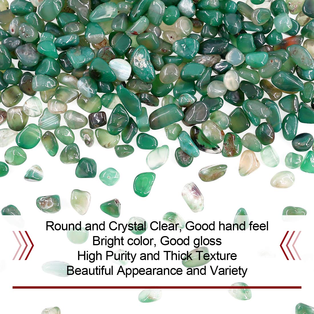 Hilitchi Green Agate Stone Tumbled Stones for Plants Cacti & Succulents Bedding  Vase Filler  Landscape Bottom Decoration (About 1lb(455g)/Bag)