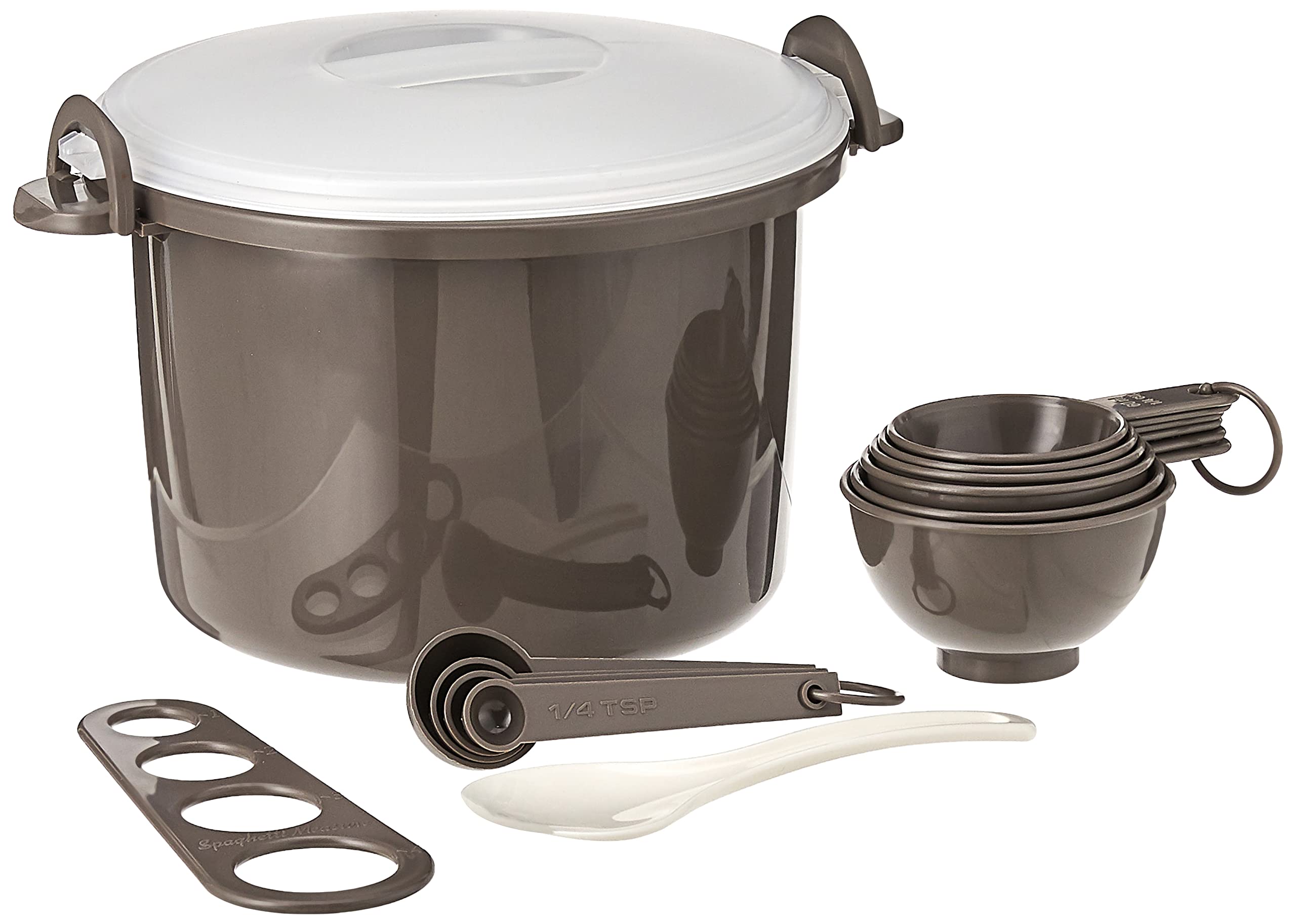 Prep Solutions 17 Piece Set Microwaveable Rice And Pasta Cooker With 12 Cup Capacity And Locking Lid Great For Rice, Pasta, And