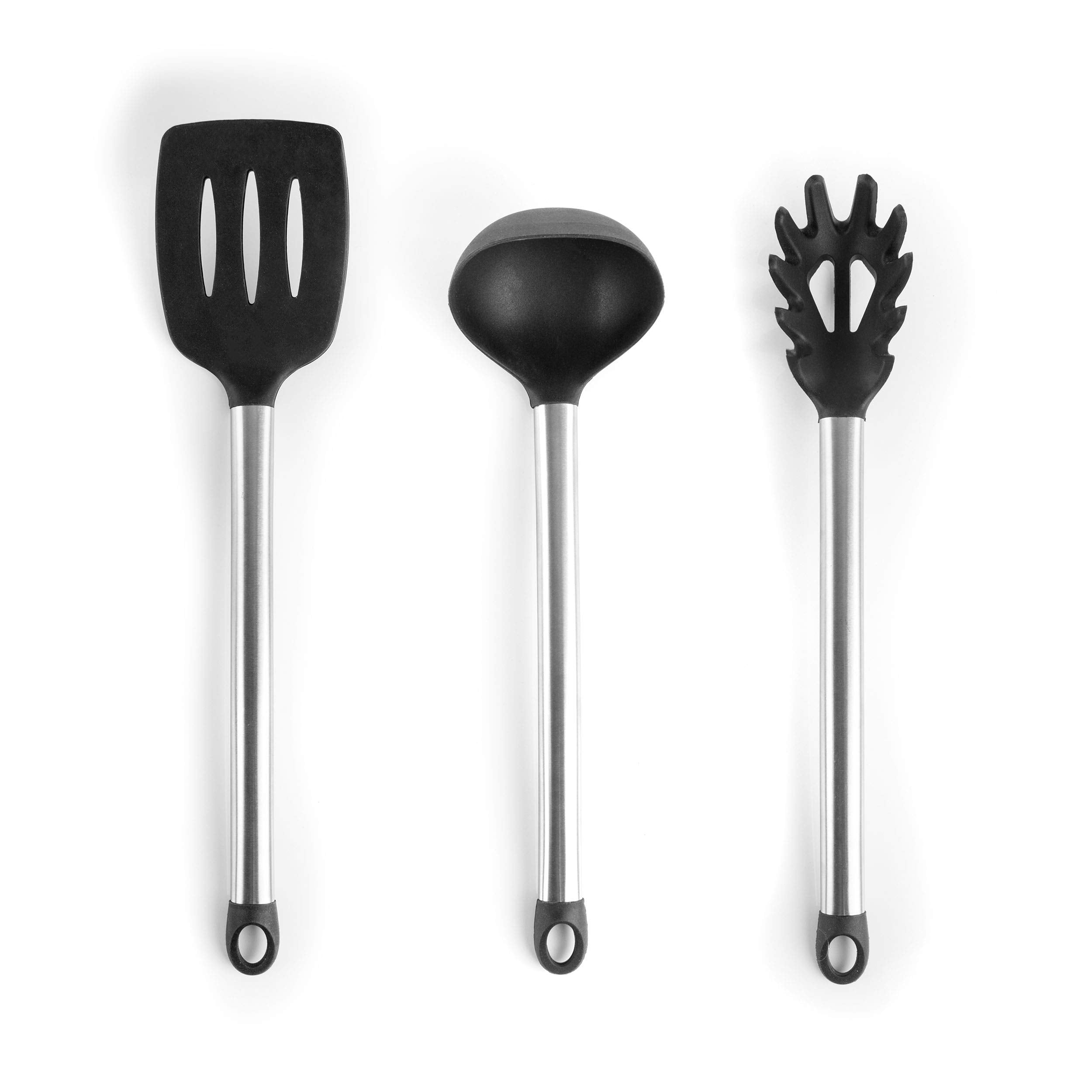 Megachef Tool Black Utensil Set, 14 Piece, Gray And Stainless Steel
