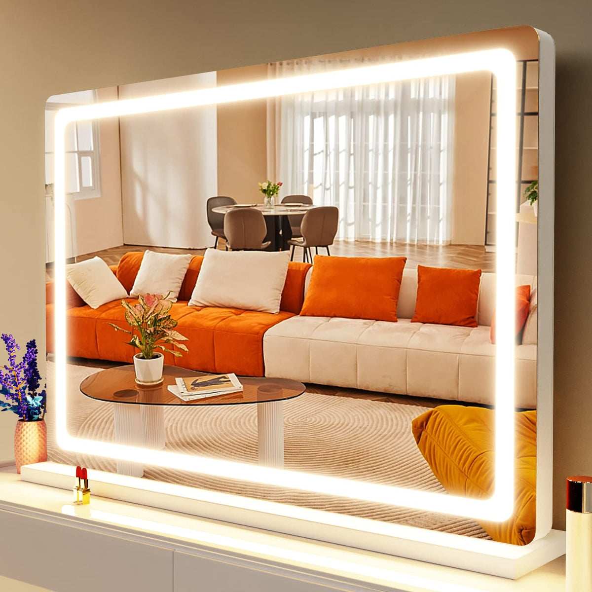 Gvnkvn Makeup Vanity Mirror With Lights 32'' X 24'' Large Led Makeup Mirror, Light Up Mirror With 10X Magnification And Usb Char