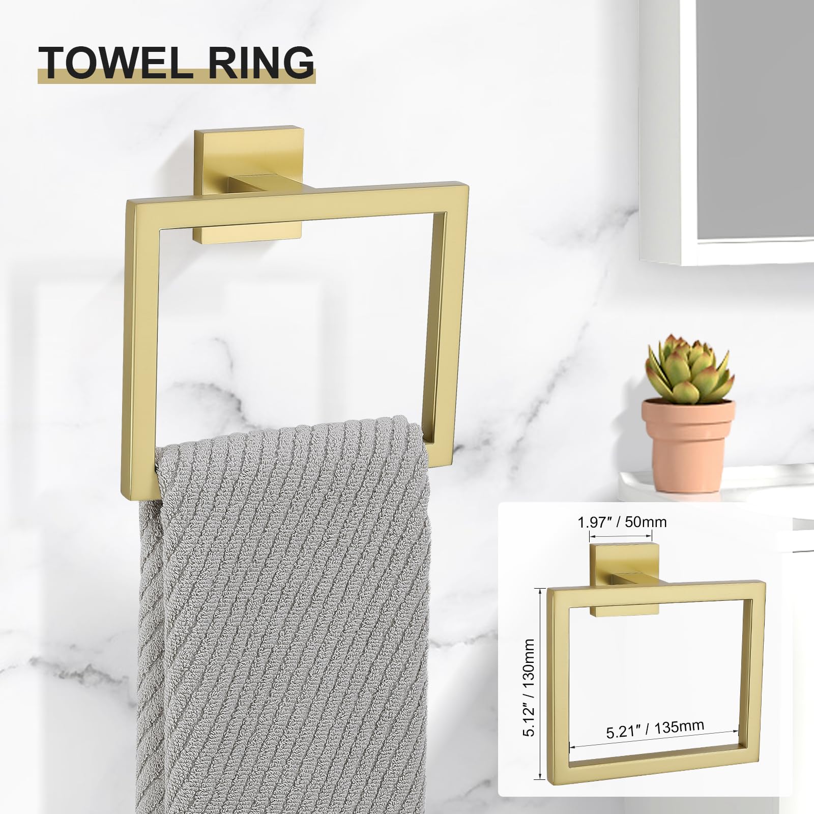 Tnoms 5 Pieces Brushed Light Gold Towel Bar Set Bathroom Hardware Set Towel Holder Set For Bathroom Sus304 Stainless Steel Bathr
