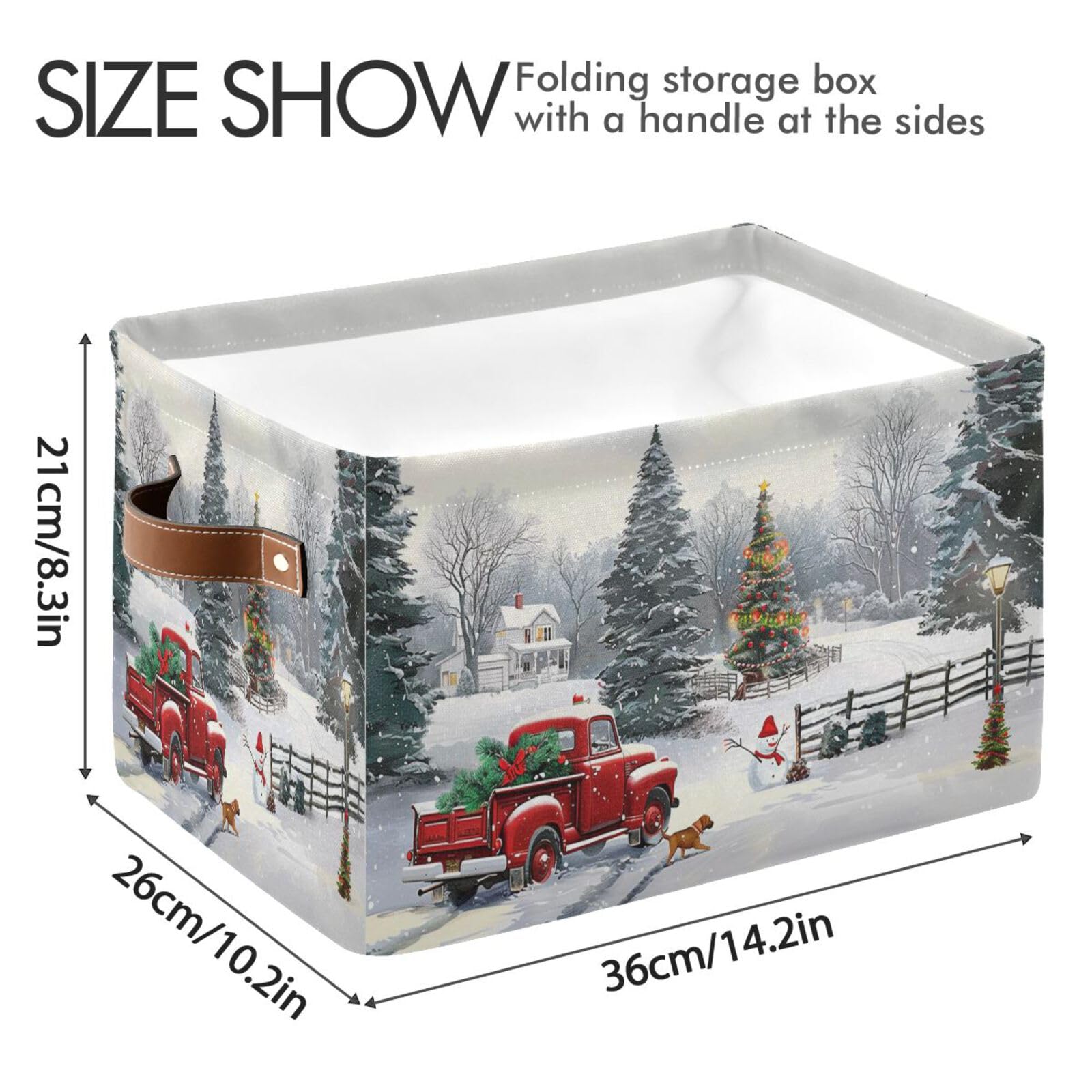 Christmas Tree Red Truck Storage Basket Fabric Laundry Baskets Winter Snowman Snowflake Golden Retriever Dog Storage Boxes Organ