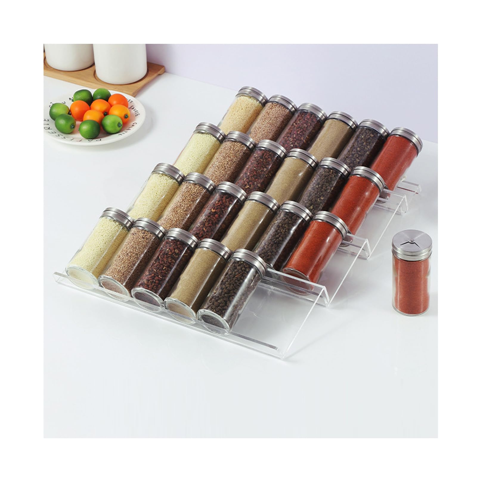 Feeling Mall Clear Acrylic Spice Drawer Organizer, Acrylic Organizer Rack,Acrylic Spice Rack Tray For Drawer/Countertop,4 Tier D