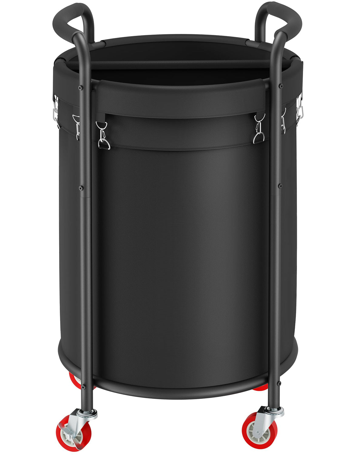 190L 2 Section Laundry Basket With Wheels, 50 Gal., Rolling Laundry Hamper, Round Laundry Sorter Cart With Handle, Steel Frame A