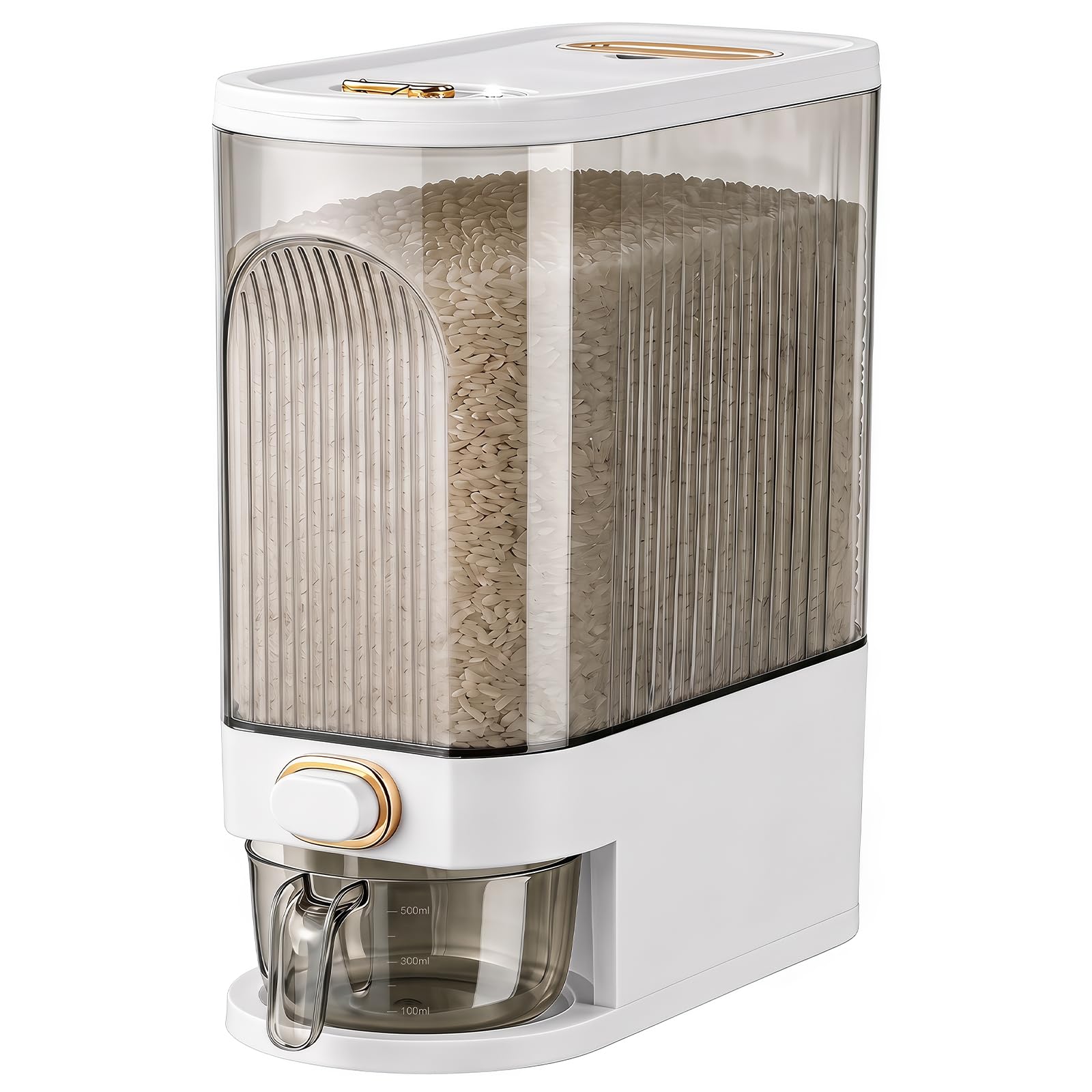 Asnews 22lb Rice Dispenser  Airtight Rice Storage Container with Date Dial & Measuring Cup, Cereal Dry Food Storage Containers 