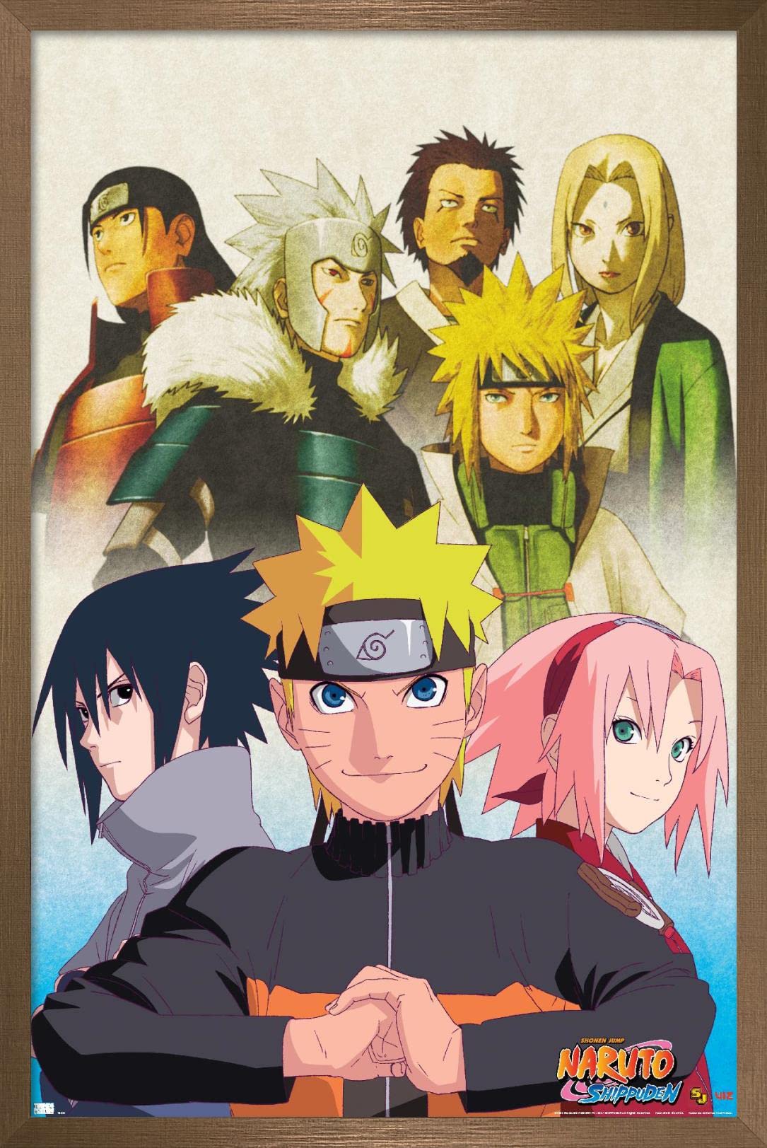 Trends International Naruto Shippuden - Key Art Wall Poster, 14.725'' X 22.375'', Bronze Framed Version