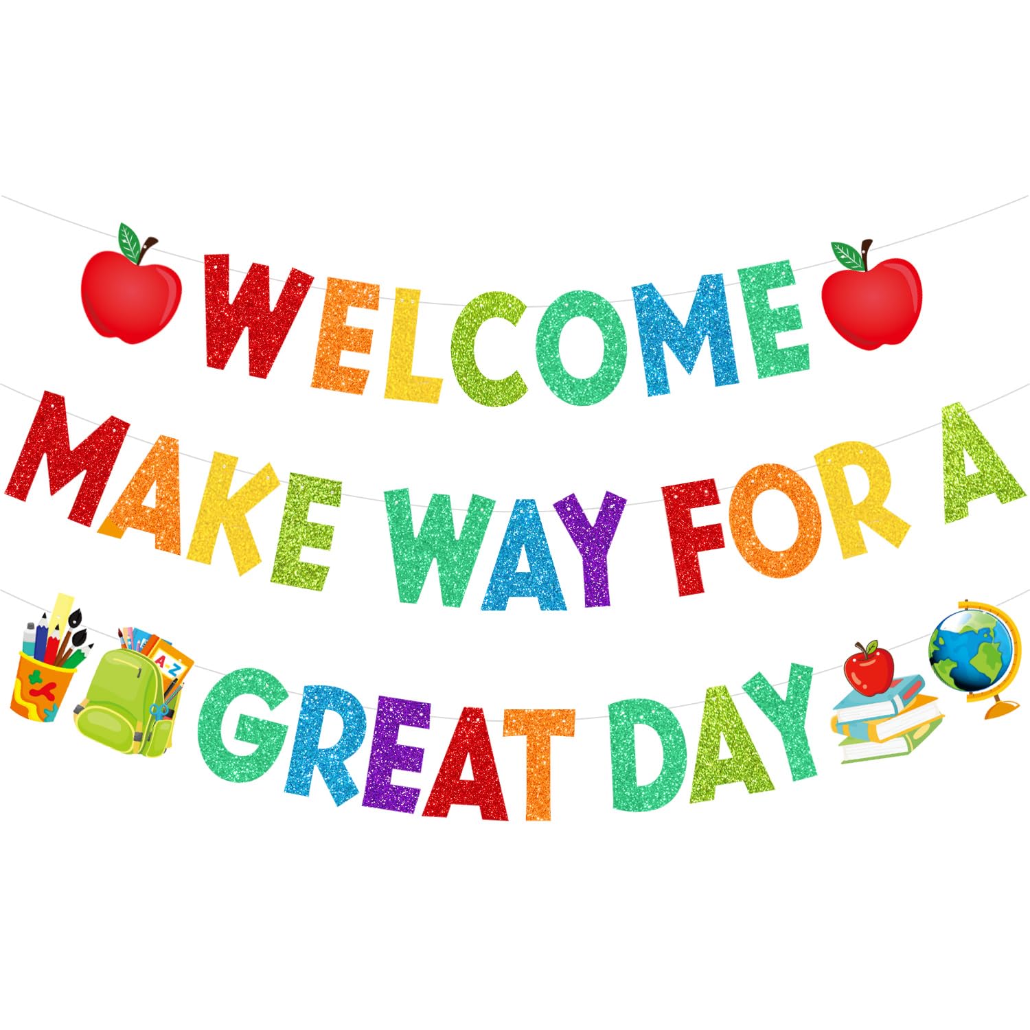 Welcome Make Way For A Great Day Banner, Welcome Back To School Banner Decorations, First Day Of School Banner Decorations, Kids