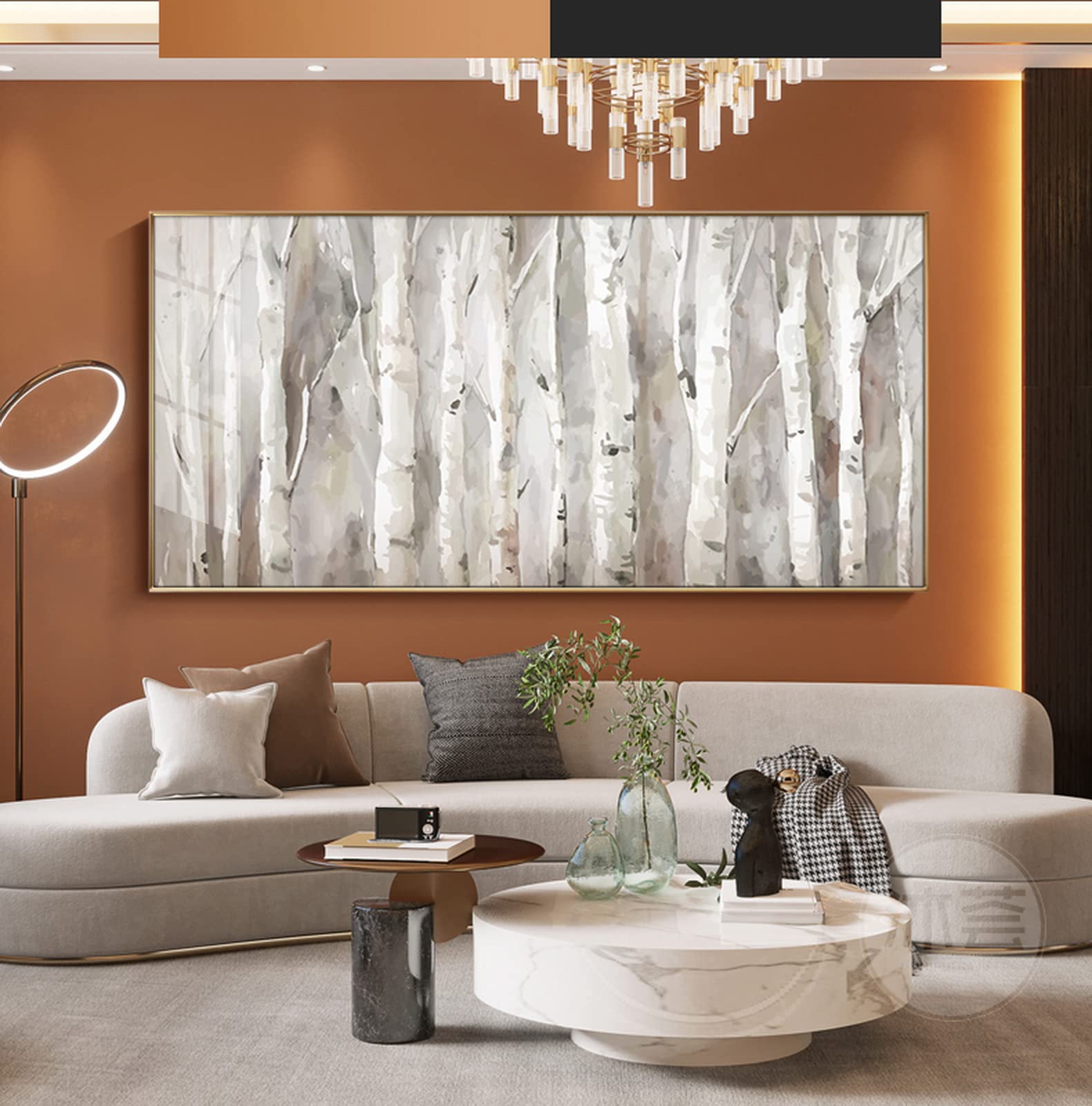 Framed White Birch Trees Wall Art Canvas For Bedroom, Large Landscape Forest Wall Painting For Living Room,Kitchen Office Home D
