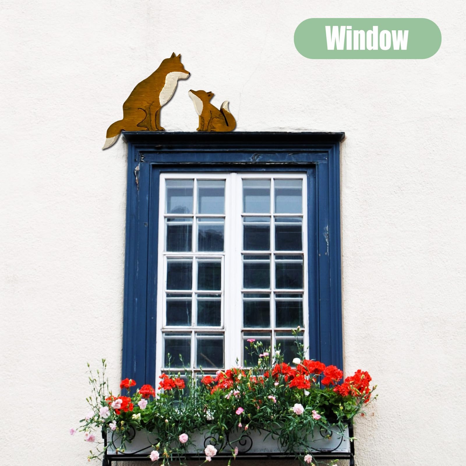 Mama And Baby Fox Door Topper Adorable Fox Shape Statue Door Corner Sculpture For Handcrafted Wood Decor Sign, Creative Wooden A