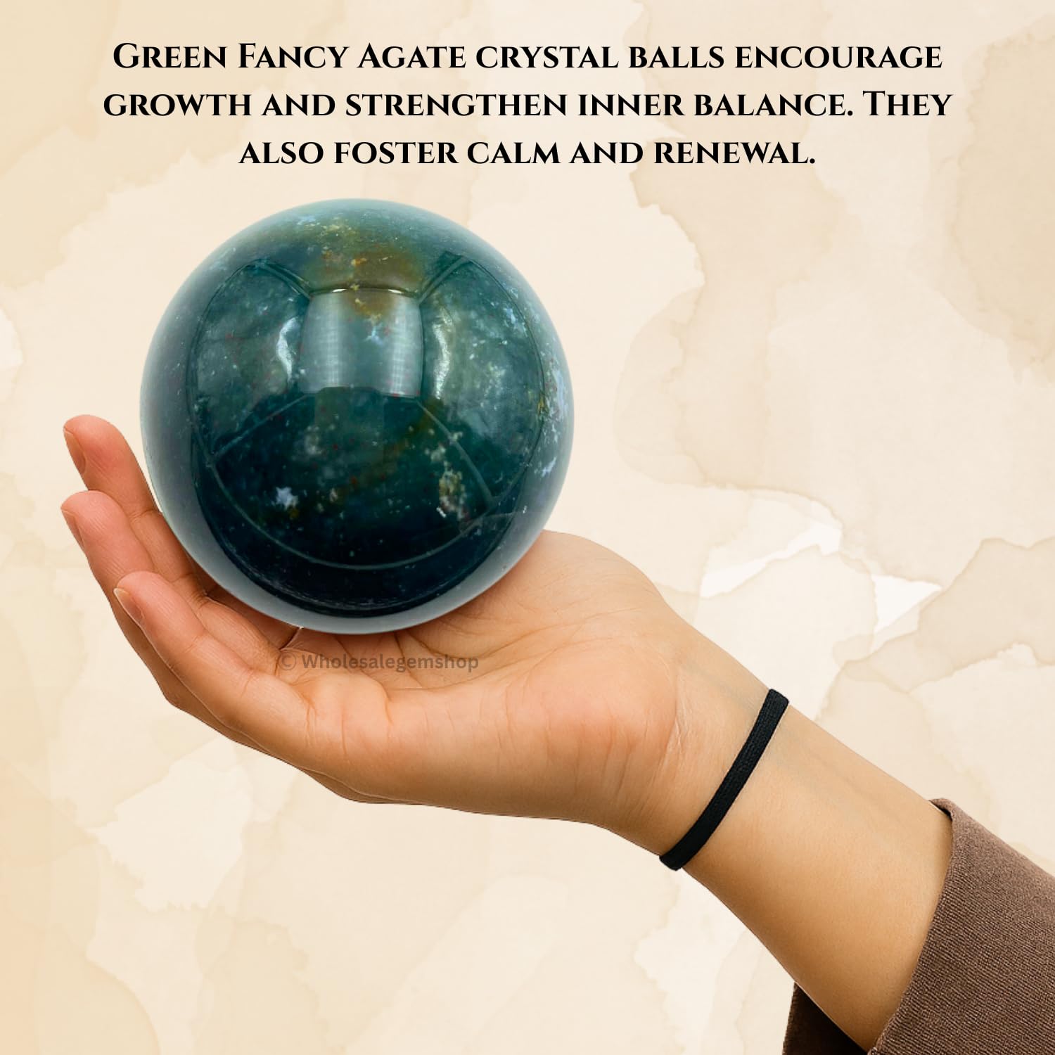 WholesaleGemShop Green Fancy Natural Quartz 40-45 mm Ball A+ Hand Carved Crystal Altar Healing Devotional Focus Spiritual Chakra