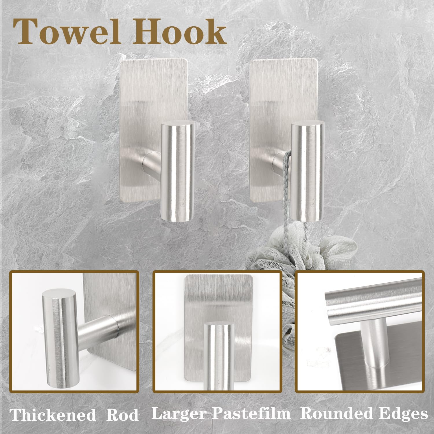 Vanloory 5 Pcs Self Adhesive Bathroom Hardware Set, Stainless Steel Towel Rack Set Include 16In Bath Towel Bar+Toilet Paper Hold