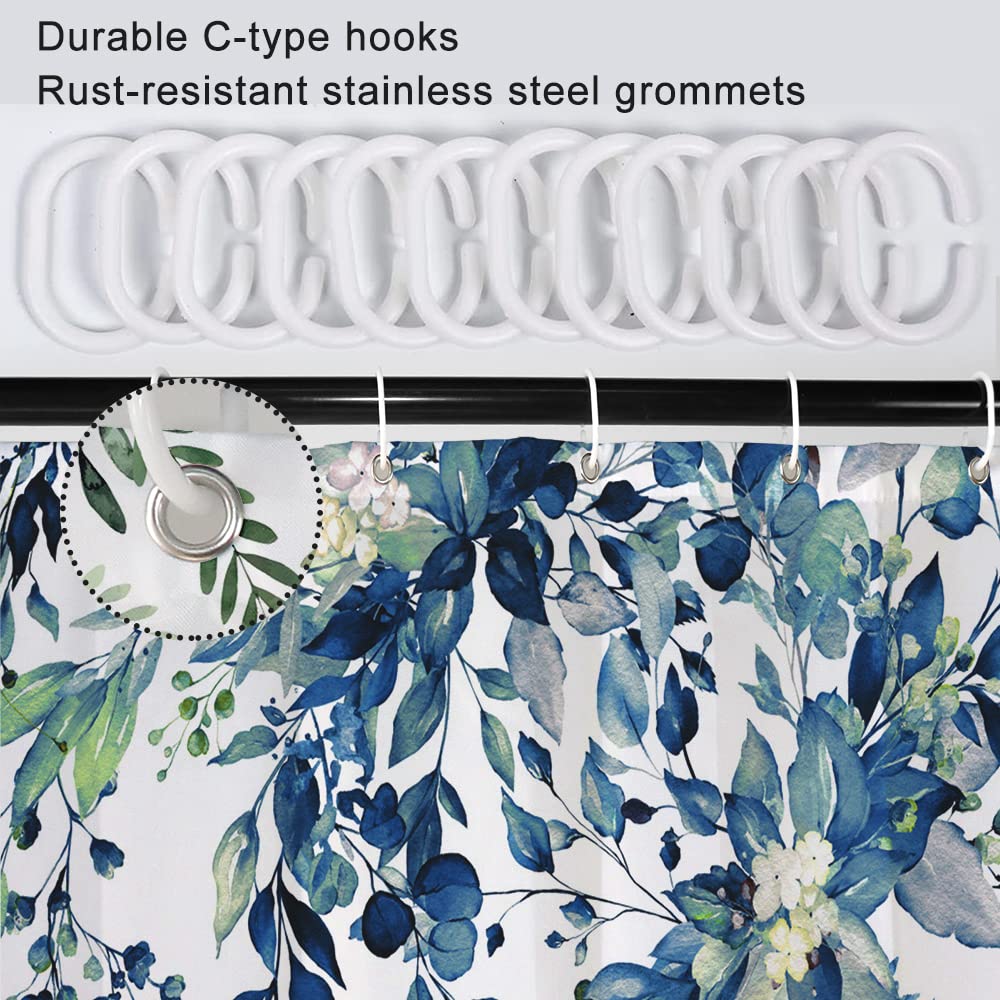 Ruelvth Small Stall Shower Curtain, Blue Eucalyptus Shower Curtain For Bathroom Waterproof Fabric Spring Rv Shower Curtain Set W