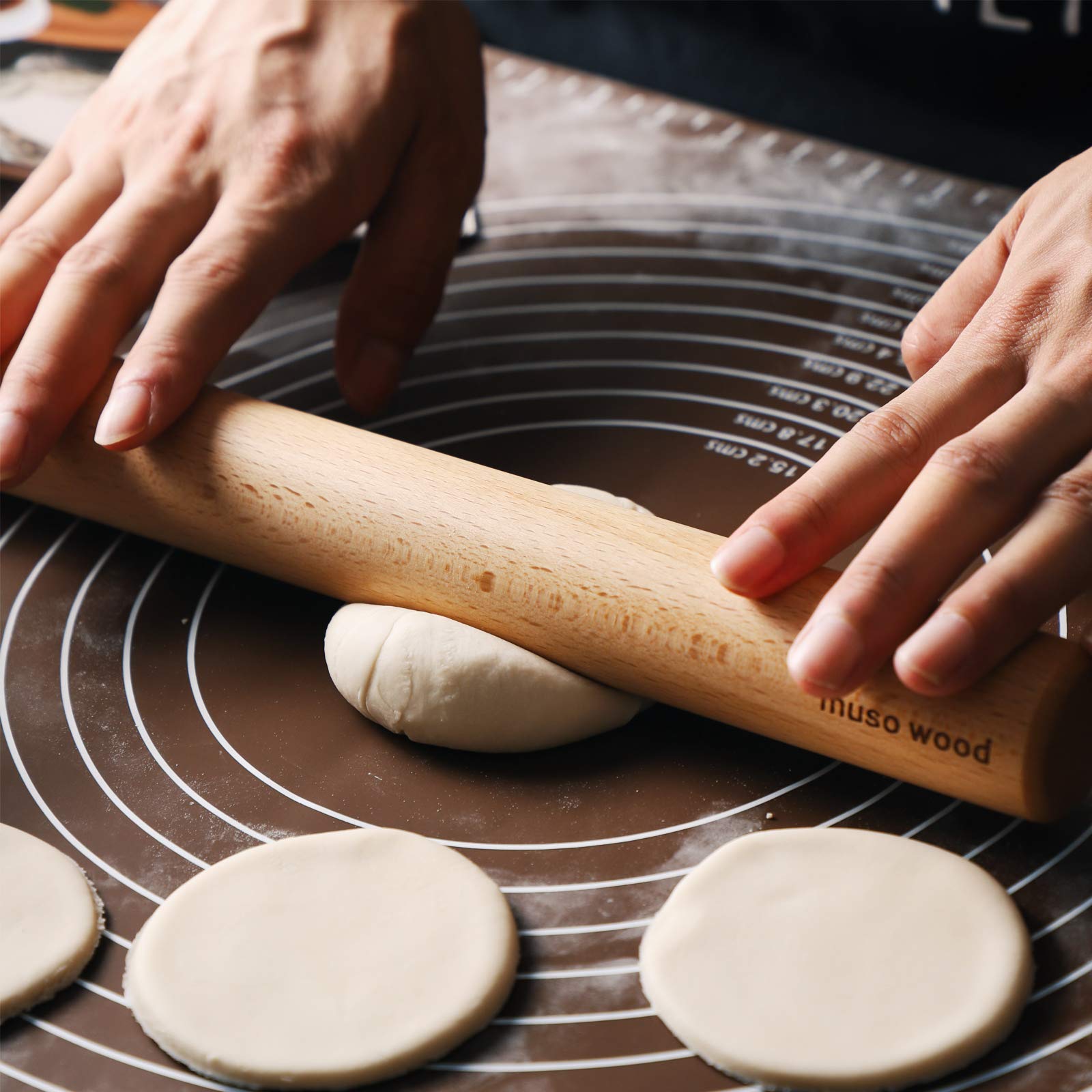 Muso Wood Small Rolling Pin For Baking,Wooden Rolling Pin 11 Inches For Fondant, Pie Crust, Cookie, Pastry, Dough-Easy To Clean(