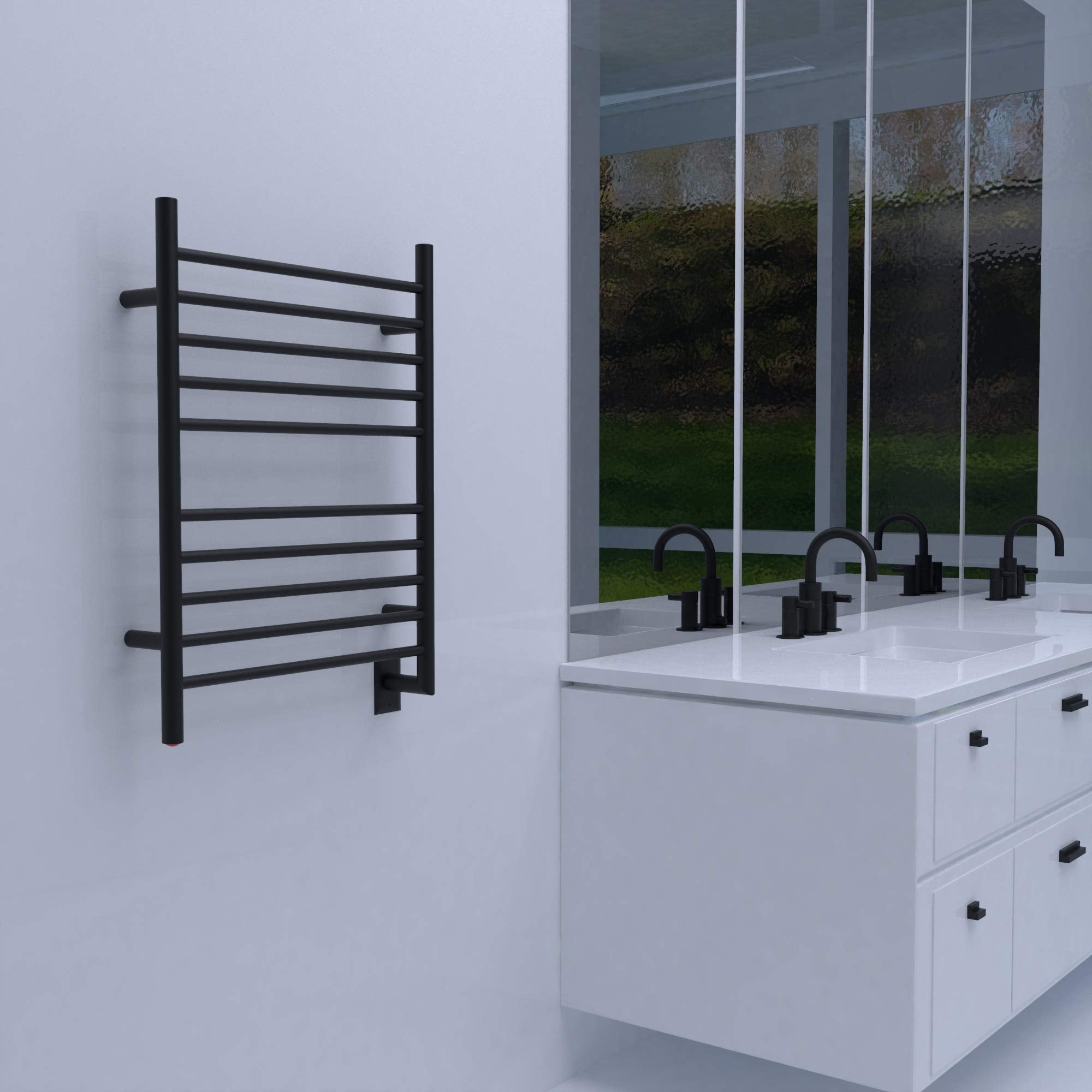 Amba Radiant Straight Rwh-Smb 10-Bar Hardwired Towel Warmer In Matte Black