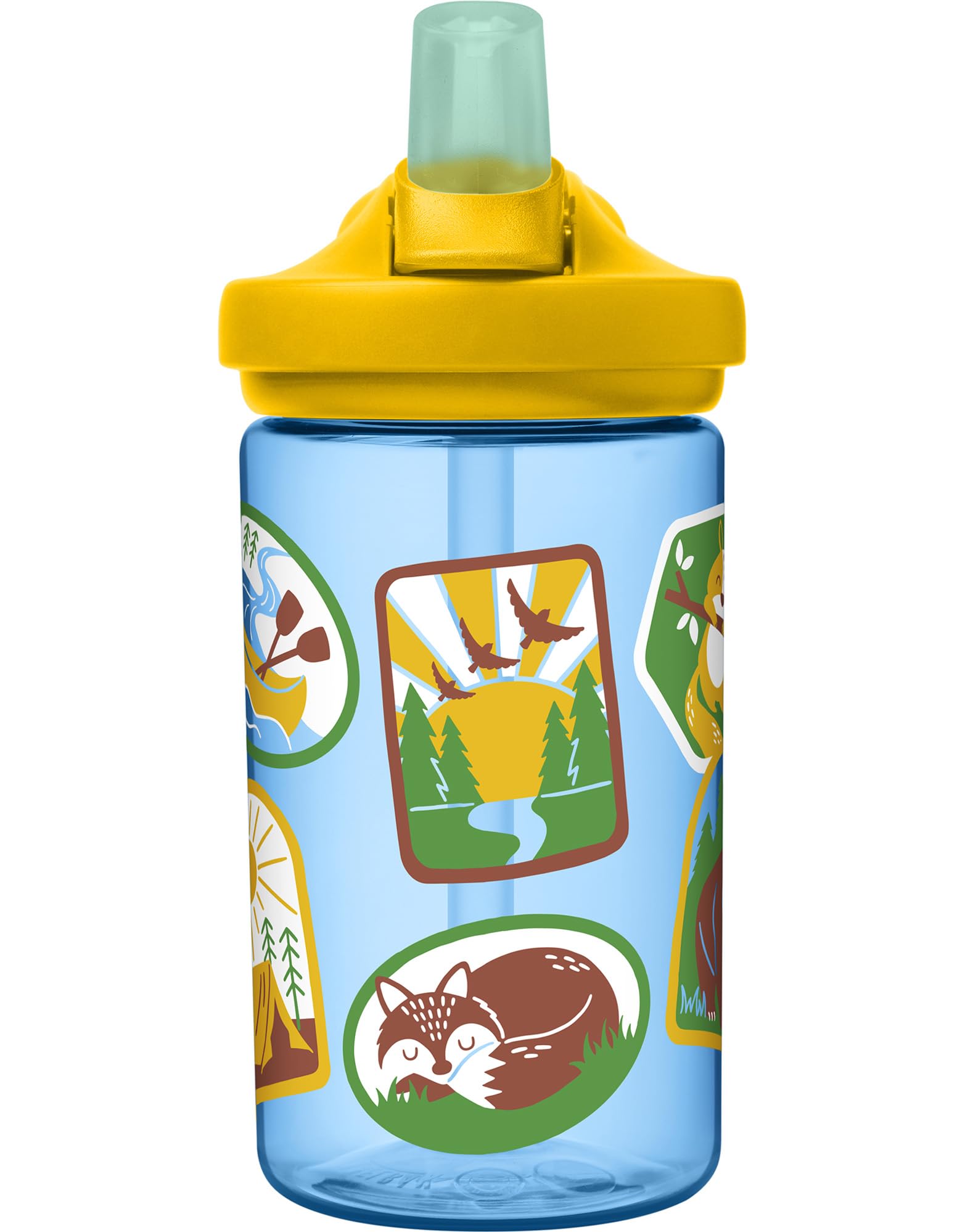 Camelbak Eddy+ 14Oz Kids Water Bottle With Tritan Renew - Straw Top, Leak-Proof When Closed, Explorer Patches