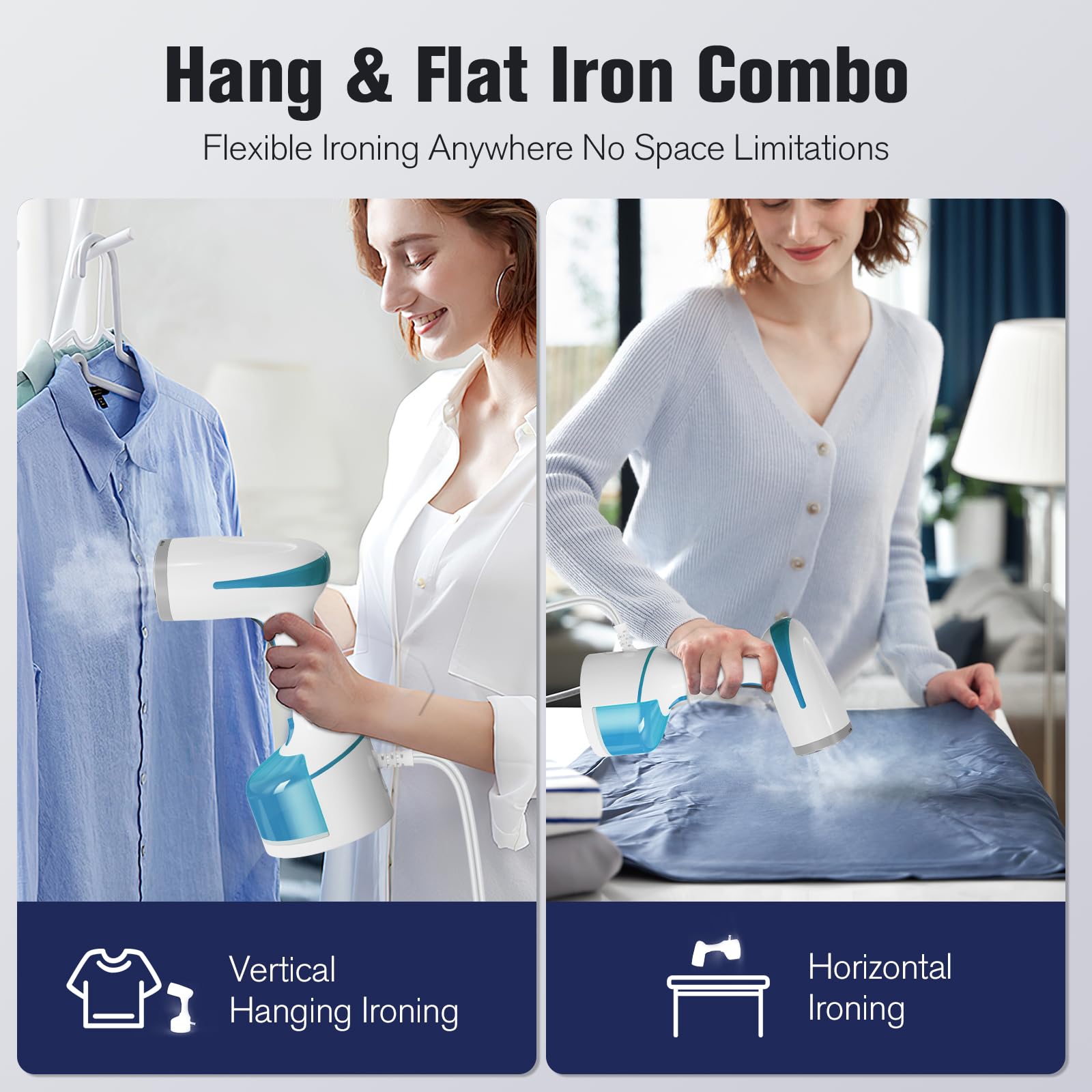 Dbc Steamer For Clothes, 1500W Portable Handheld Garment With 250Ml Water Tank, 25S Fast Heat-Up, 2 In 1 Fabric Wrinkle Remover