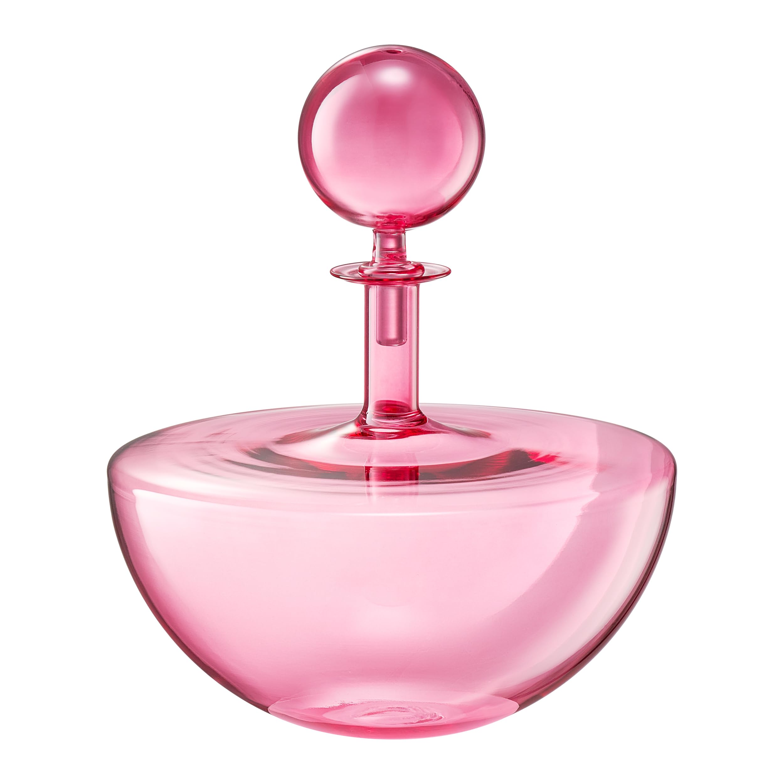 Blush Pink Low Arc Glass Decanter Handblown Captain’s Style Carafe