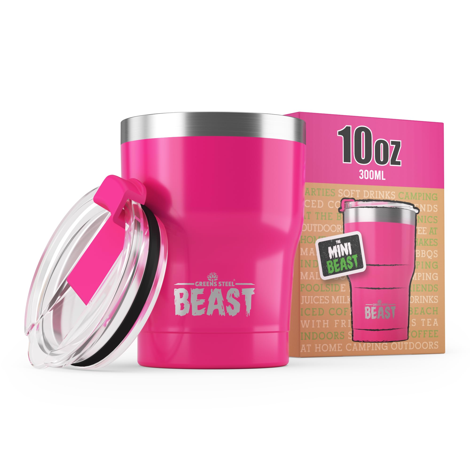 Beast 10 Oz Tumbler Stainless Steel Vacuum Insulated Coffee Ice Cup Double Wall Travel Flask (Cupcake Pink)