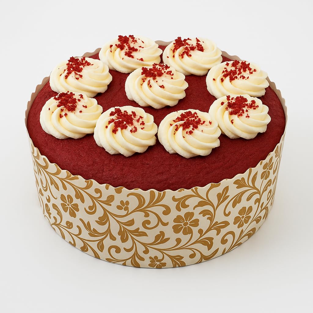 Esslly 6 Elegant Bake & Serve Paper Disposable Cake Mould Set, Gold Floret Design, Half Kg Capacity, Greaseproof & Heat-Resistan