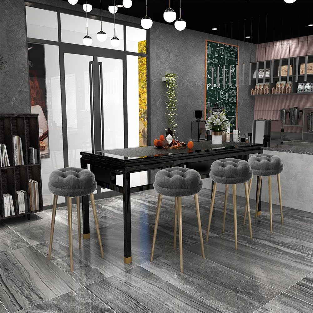 Buyue Seat Cushion For Round Bar Stool, Dia.14 Luxury Fashion Jacquard With Anti-Skid Silicone Bar Stool Cushion Padded (Dark Gr