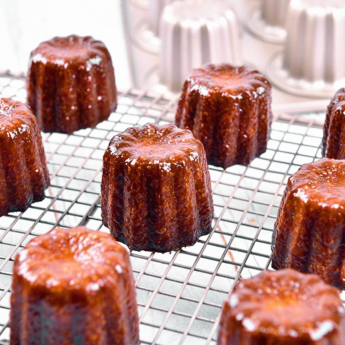 The Love 12-Cavity Nonstick Canele Mold Baking Cake Pan For Bread Muffin Cake Baking Pan, Gold