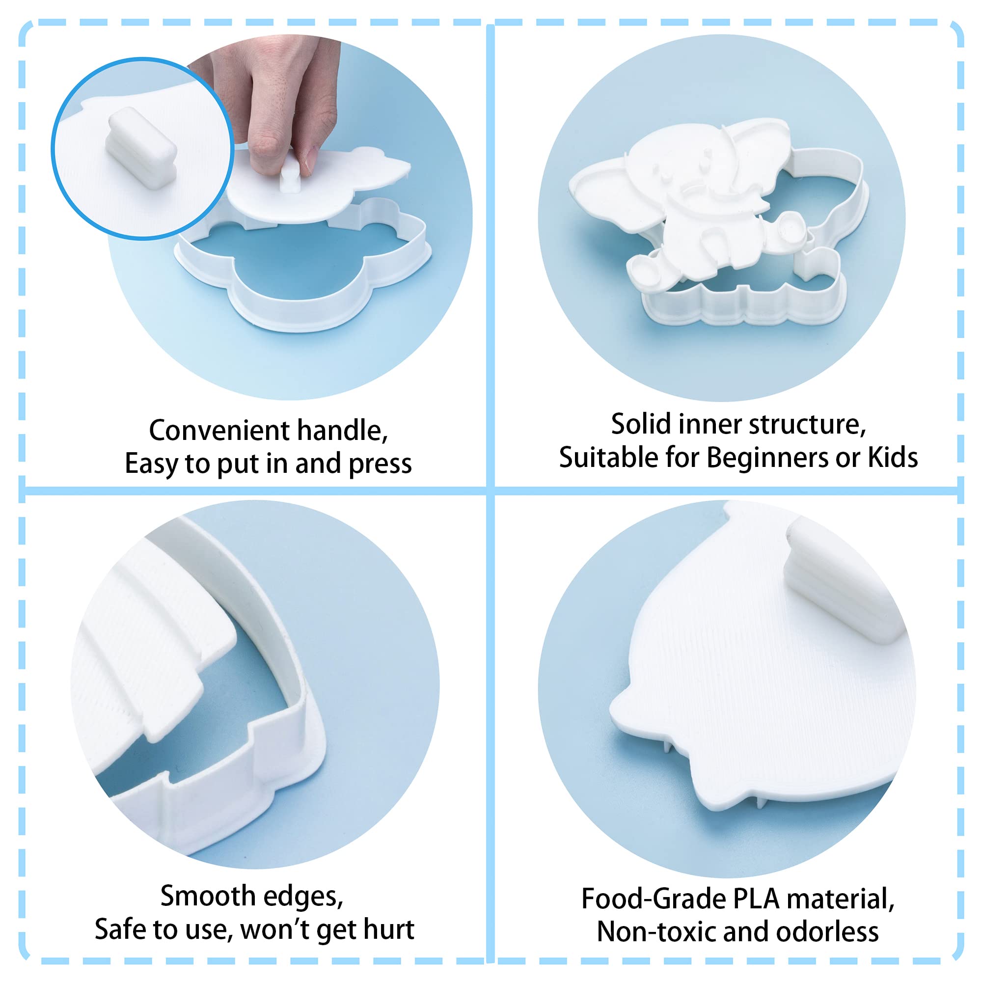 Mostop 3D Cookie Cutter With Elephant Stampers Baby Shower Cake Mold Fondant Decorating Tools Diy Mold For Sugar Craft Baking Mo