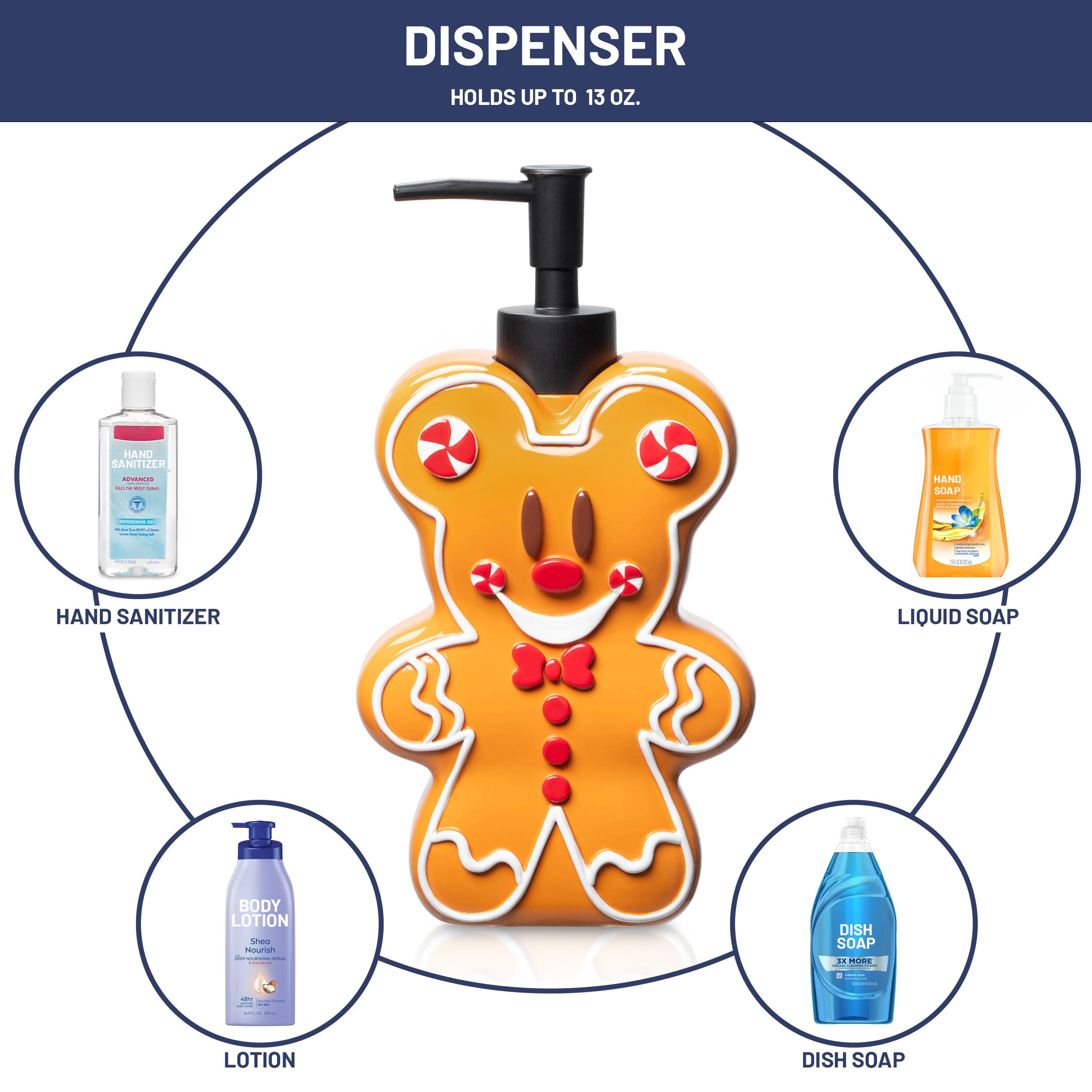 Jay Franco Disney Mickey Mouse Gingerbread Bathroom Set - 2 Piece Collection Includes Lotion Pump & Soap Dish - Christmas And Ho