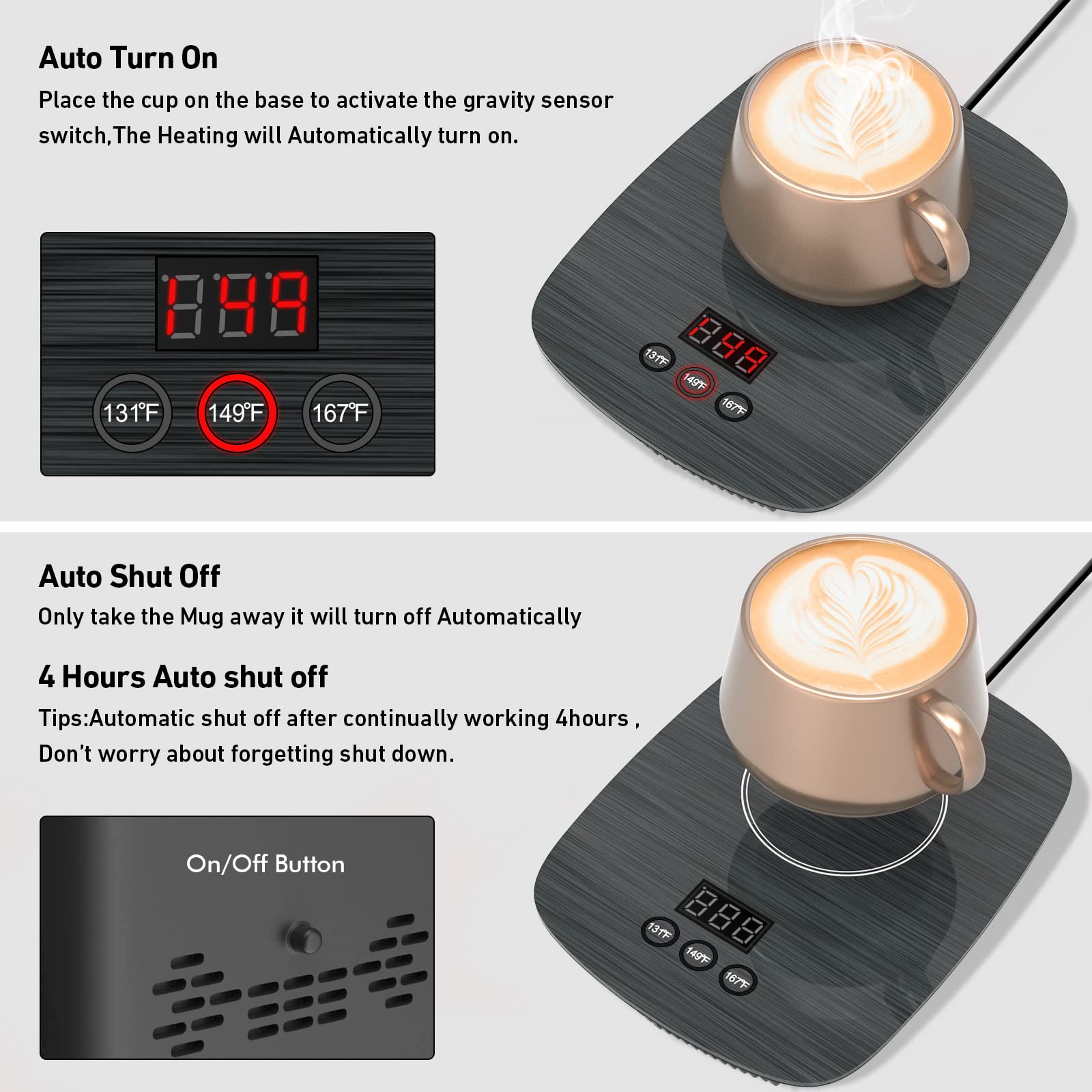 Mug Warmer,Coffee Warmer For Desk Office Home Use, Electric Cup Warmer With Three Temperature Settings,Coffee Hot Plate For Coco