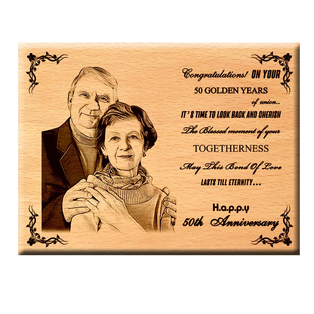 Amazing Gifts Best Gift For Wedding Anniversary  Customize Engraved Wooden Plaque 8X6Rectangular, Tabletop