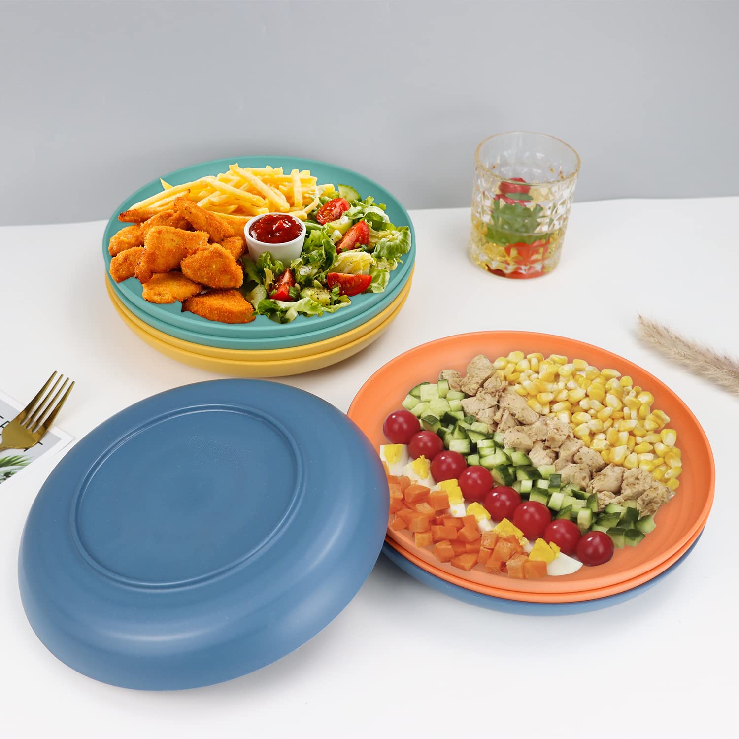 Homienly Deep Dinner Plates Set Of 8 Alternative For Plastic Plates Microwave And Dishwasher Safe Wheat Straw Plates For Kitchen