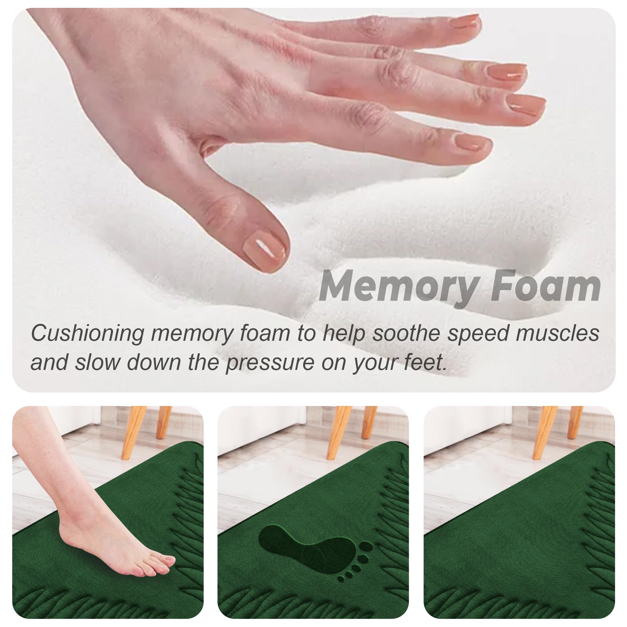 Voofly Memory Foam Bath Mat 32'' X 20'' Leaf Flannel Velvet Super Absorbent And Non Slip Bathroom Rugs Water Washable Bath Rug F