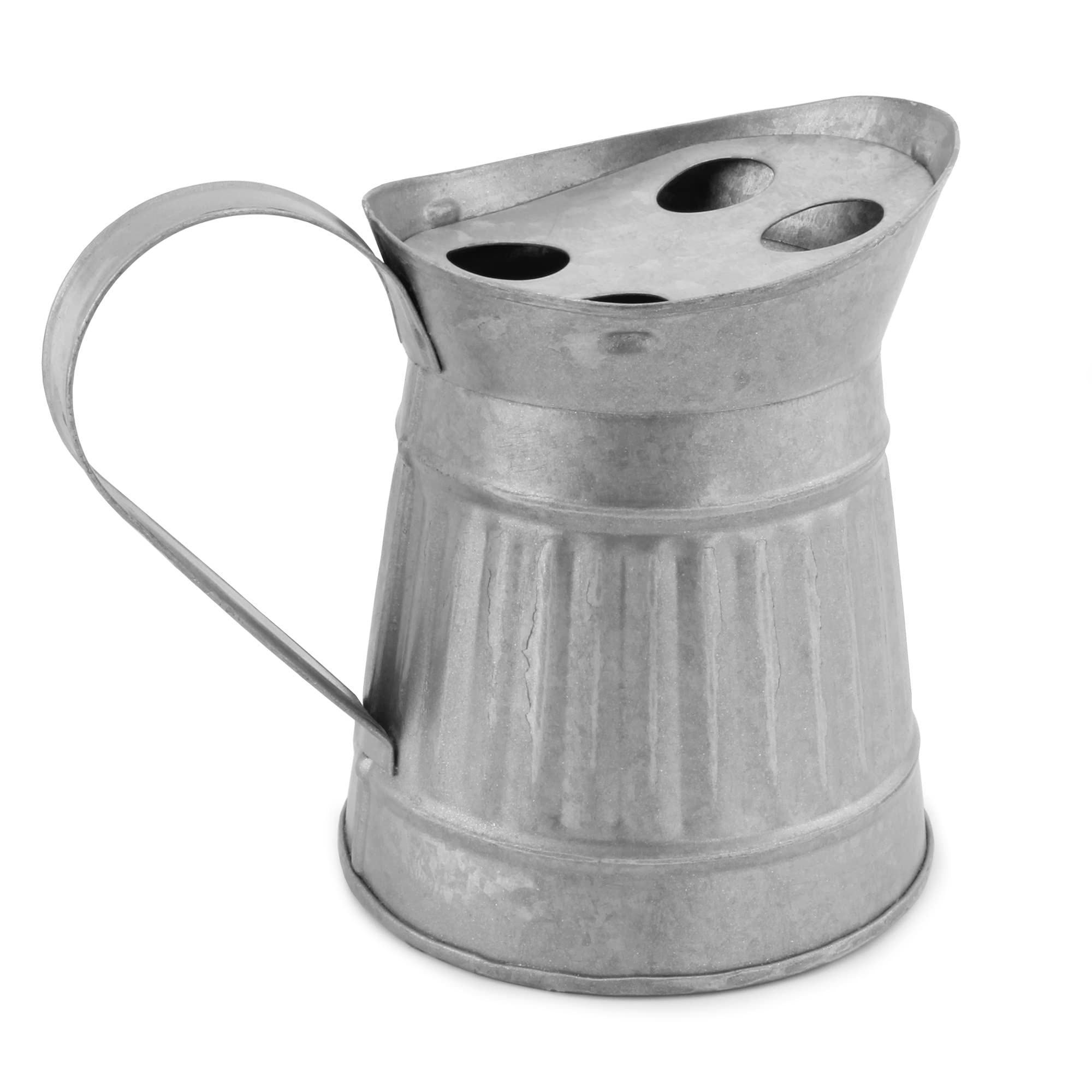 Auldhome Farmhouse Galvanized Toothbrush Holder; Pitcher-Shaped Rustic Bathroom Decor Accessory