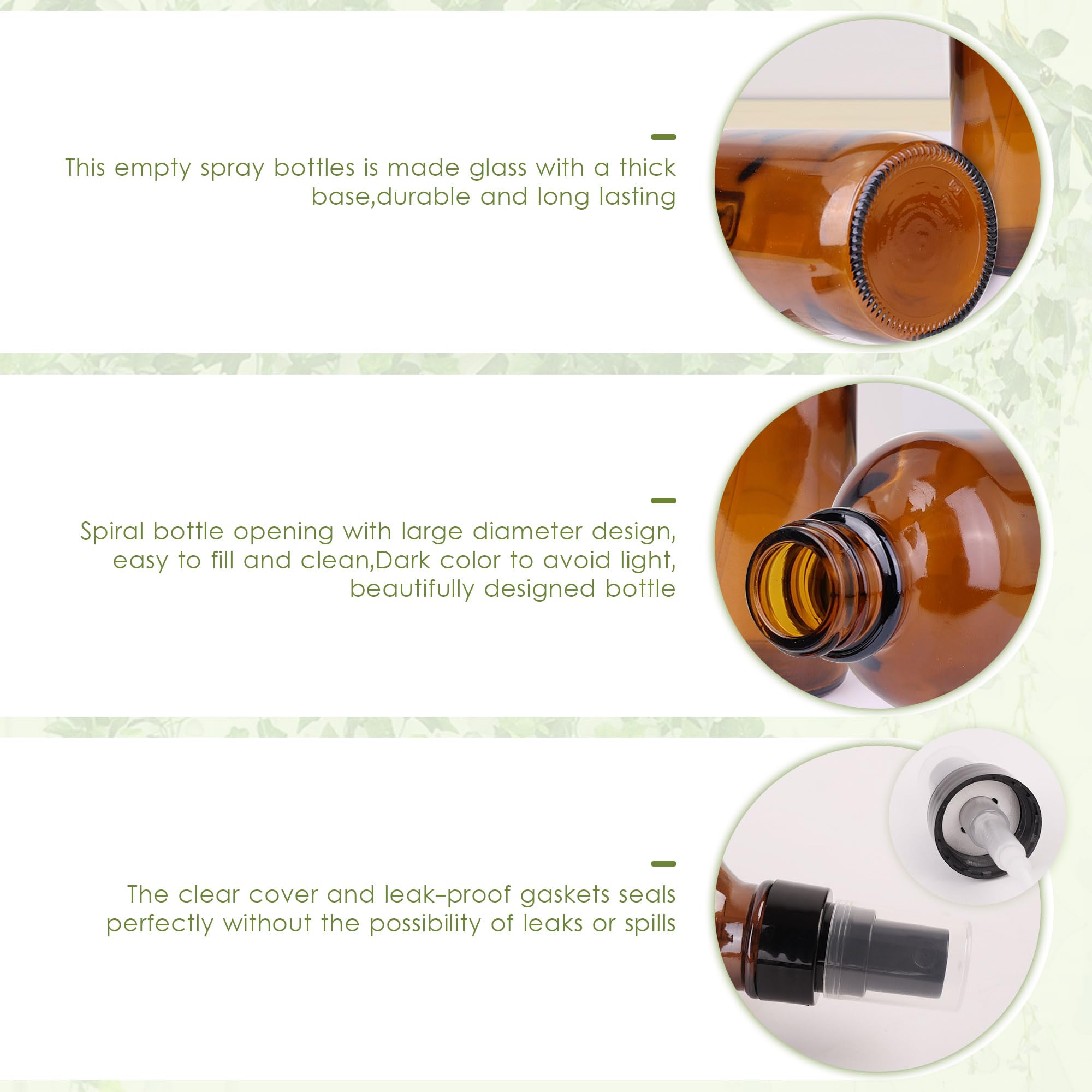 Givameihf 4Oz Amber Glass Spray Bottles Mist Sprayer Set Of 24,Empty Small Spray Bottle Fine Mist Spray Refillable Containers,Mi