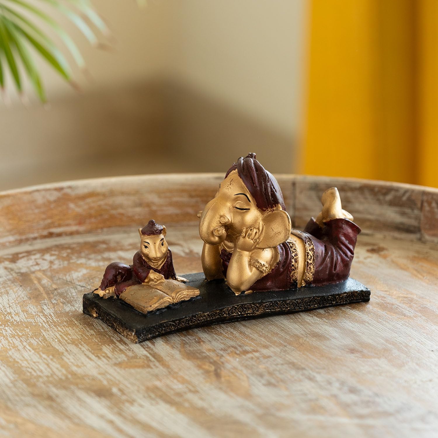 Exclusivelane Reading Ganesha Idol For Home Dcor (Resin, 7.7 Inches) | Handcrafted Lord Ganesh For Pooja Room, Murti, Statue, 