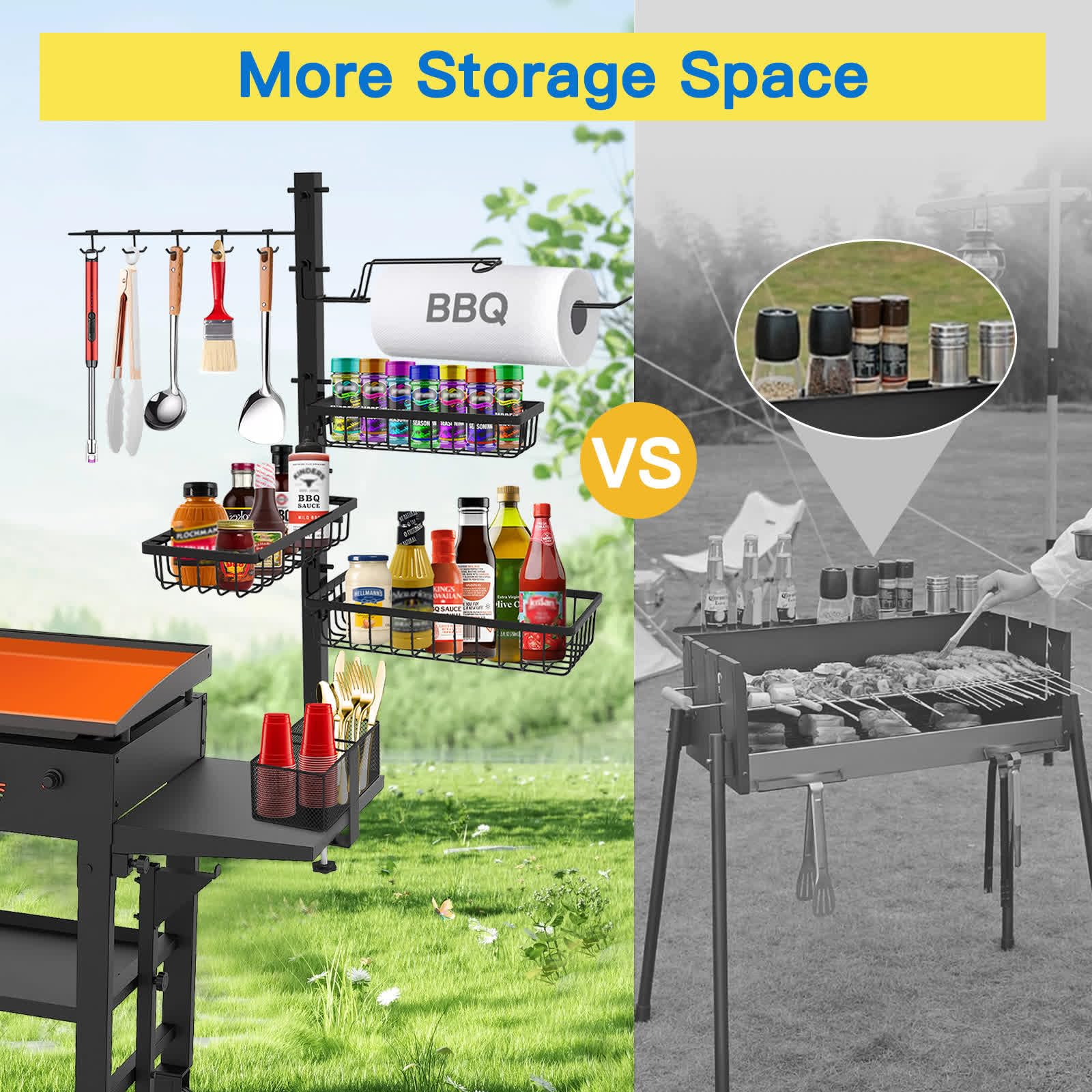 Concons Griddle Caddy For Blackstone Griddle Accessories, Bbq Grill Caddy With Paper Towel Holder, Outdoor Kitchen Accessories F