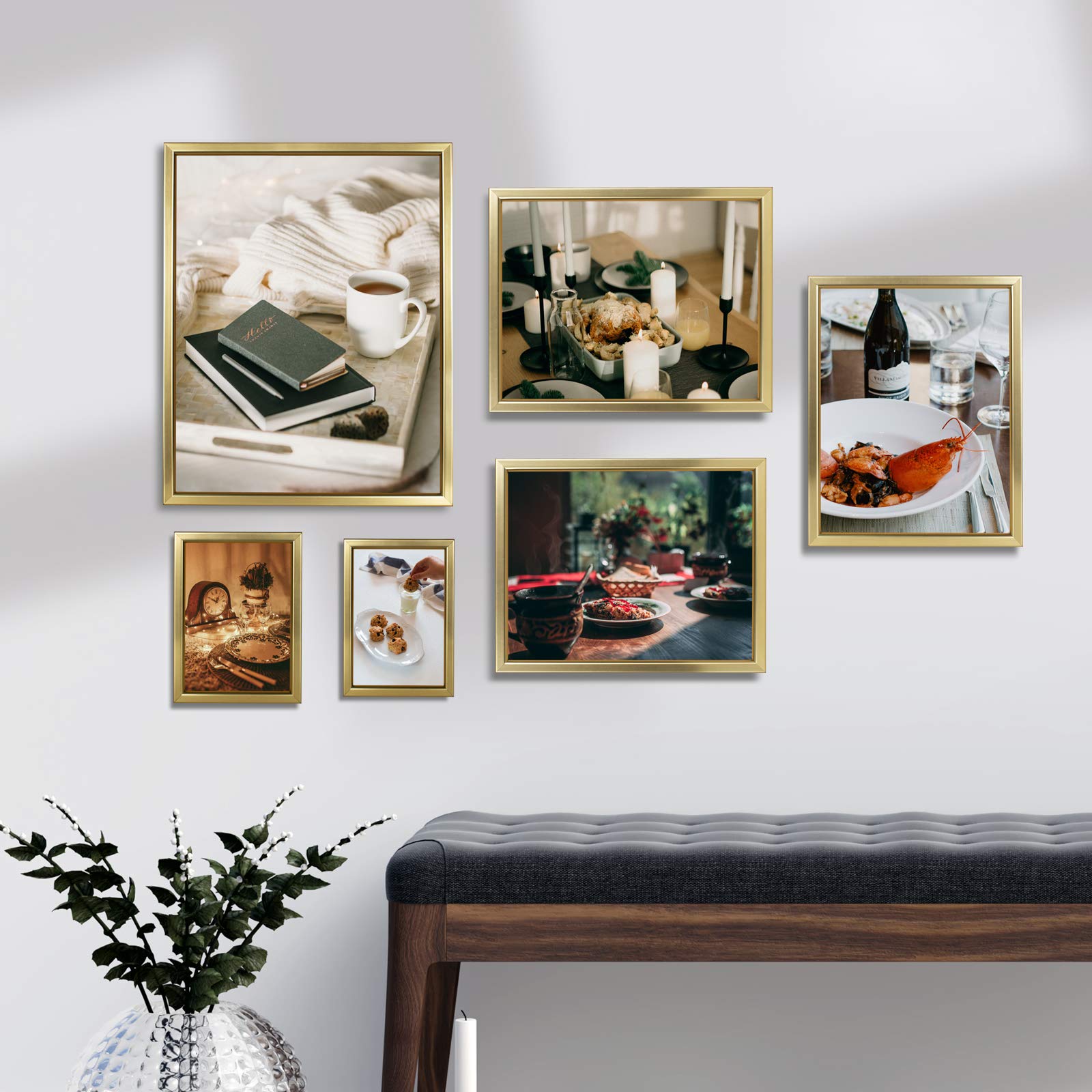 Giverny 4x4 Picture Frames, Gold Photo Frames for Wall or Tabletop Display, Simple Design Glossy Finish Frame Perfect for Home D
