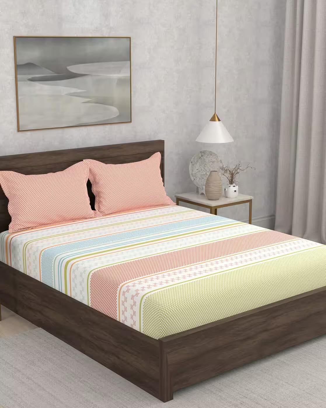 Portico New York Super King Size Flat Bedsheet With 2 Pillow Covers Cadence 14