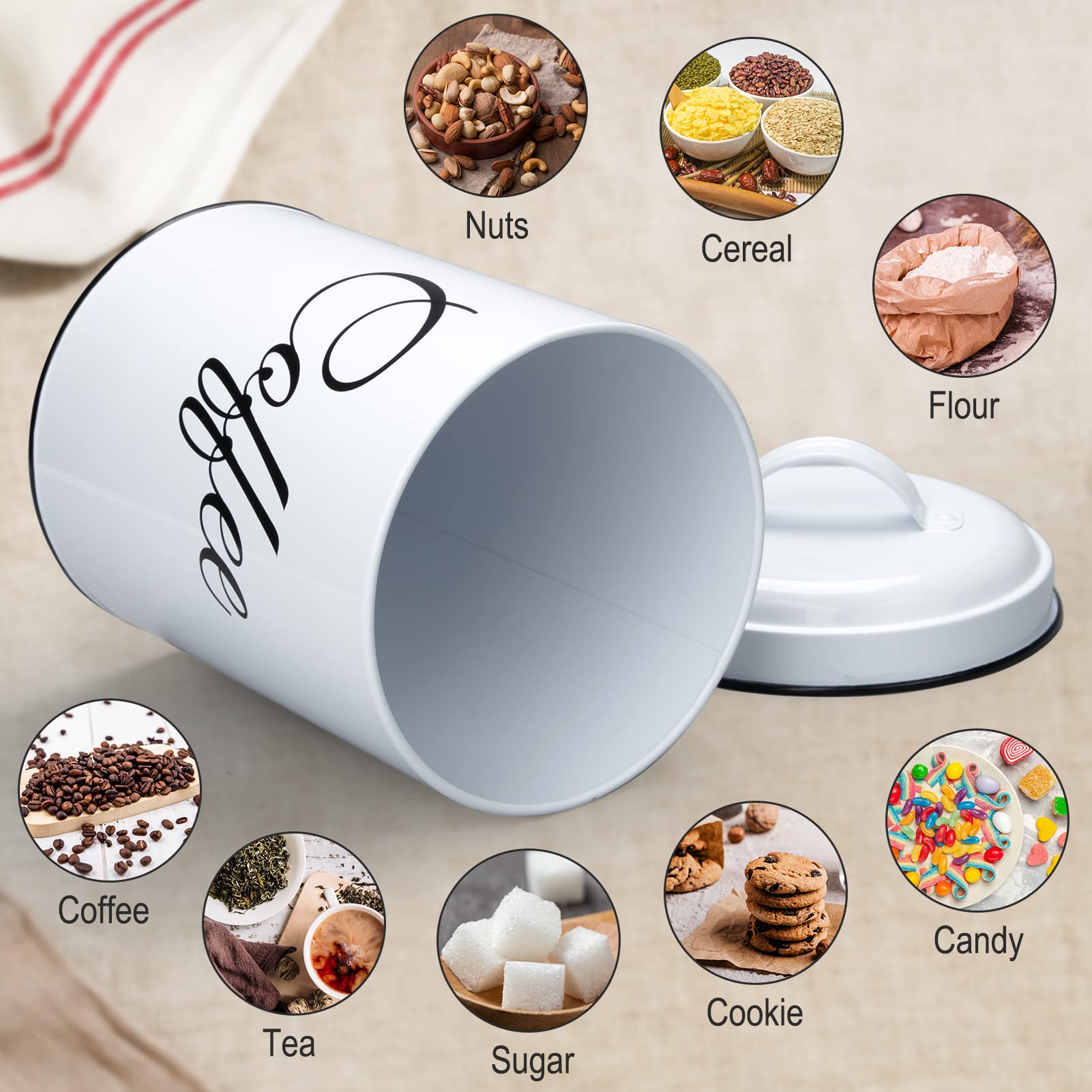 Coffee Tea Sugar Containers For Countertop, 3-Piece Stainless Steel Kitchen Canisters Set, Sugar Jar Coffee Jar With Lids For Fr