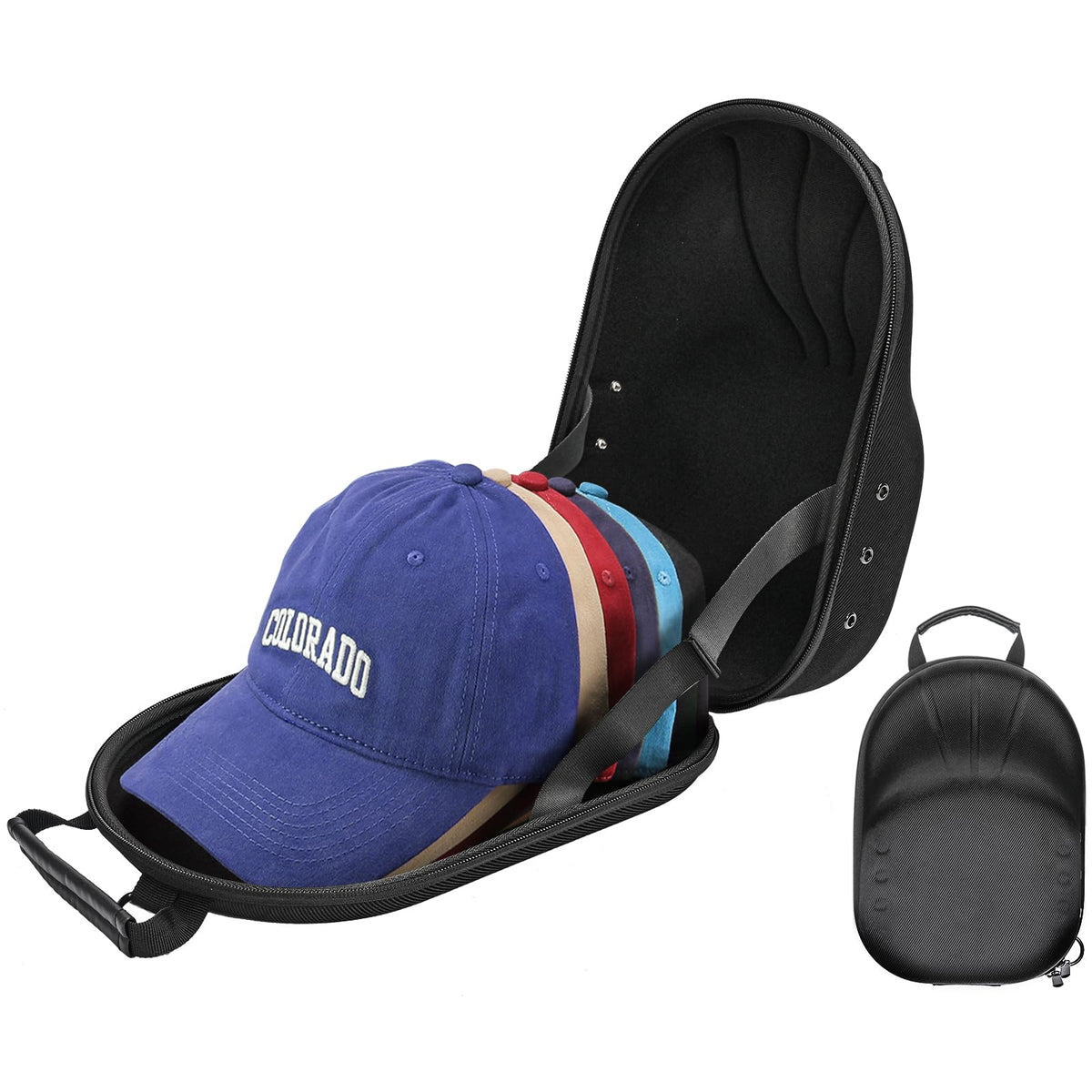 Procase Hat Travel Hard Case, Hat Carrier Storage Bag For 5-6 Baseball Caps,Hat Organizer Ball Caps Holder With Adjustable Shoul